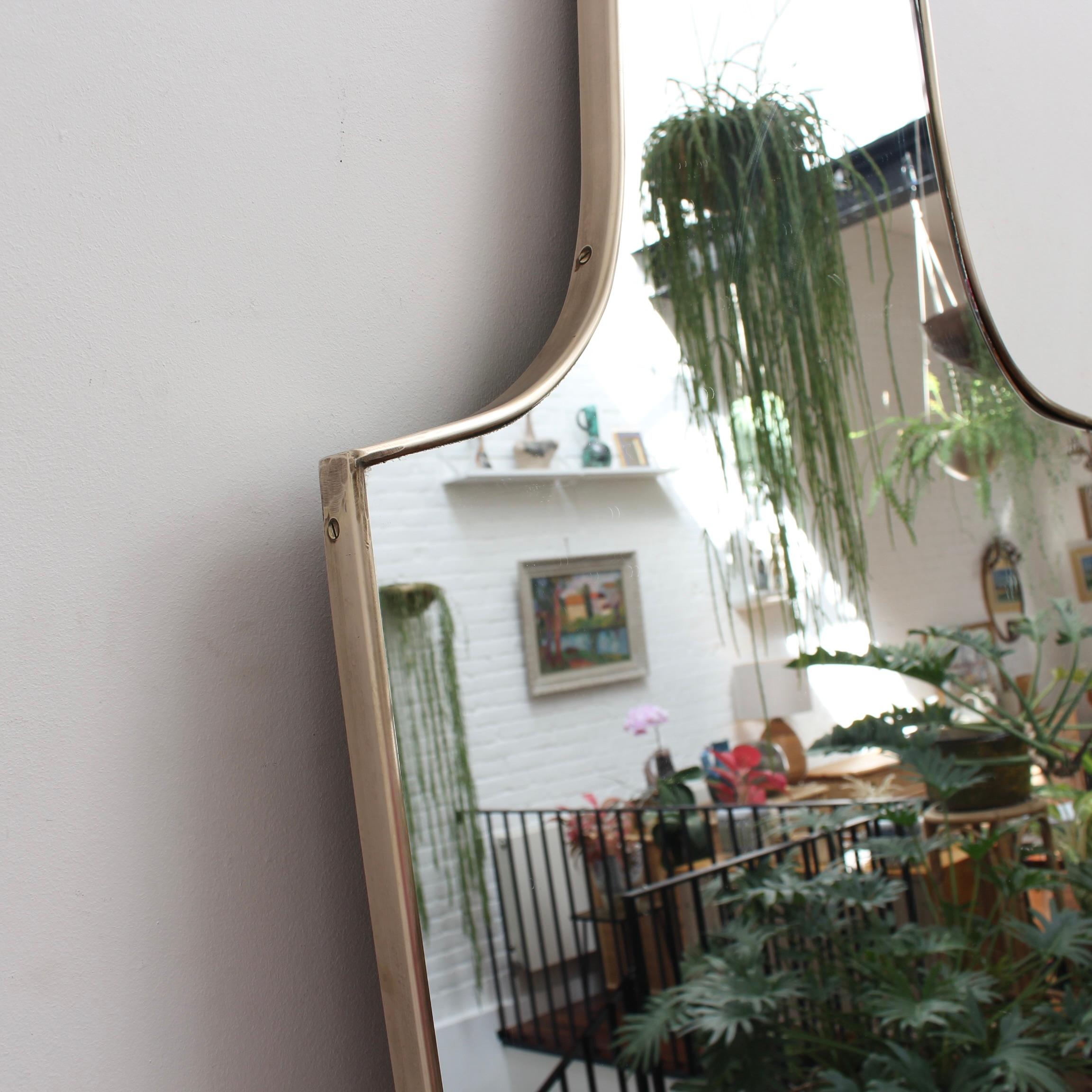 Vintage Italian Wall Mirror with Brass Frame, 'circa 1950s', Large In Good Condition For Sale In London, GB