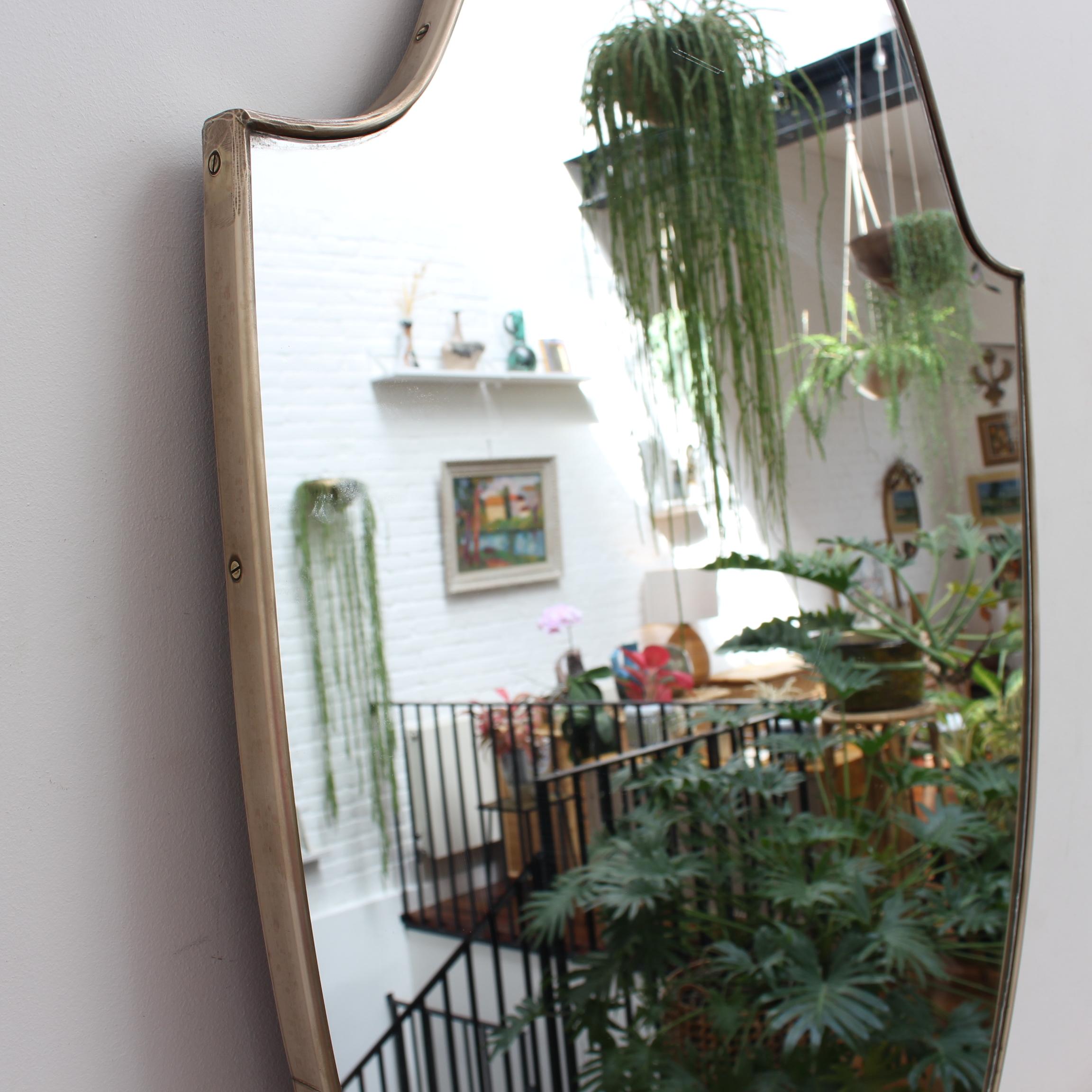 Vintage Italian Wall Mirror with Brass Frame 'circa 1950s', Large In Good Condition In London, GB