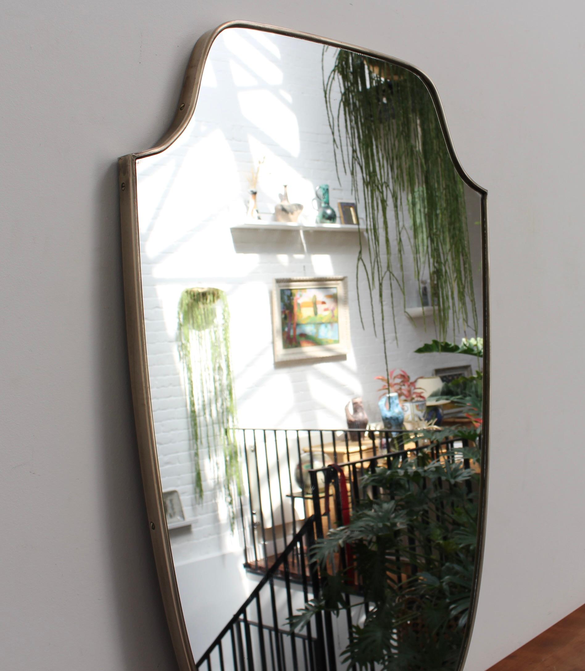 Vintage Italian Wall Mirror with Brass Frame, 'circa 1950s', Large In Fair Condition In London, GB