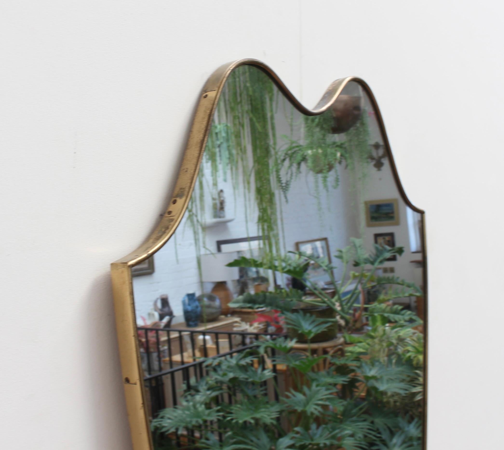 Mid-20th Century Vintage Italian Wall Mirror with Brass Frame, 'circa 1950s' Large