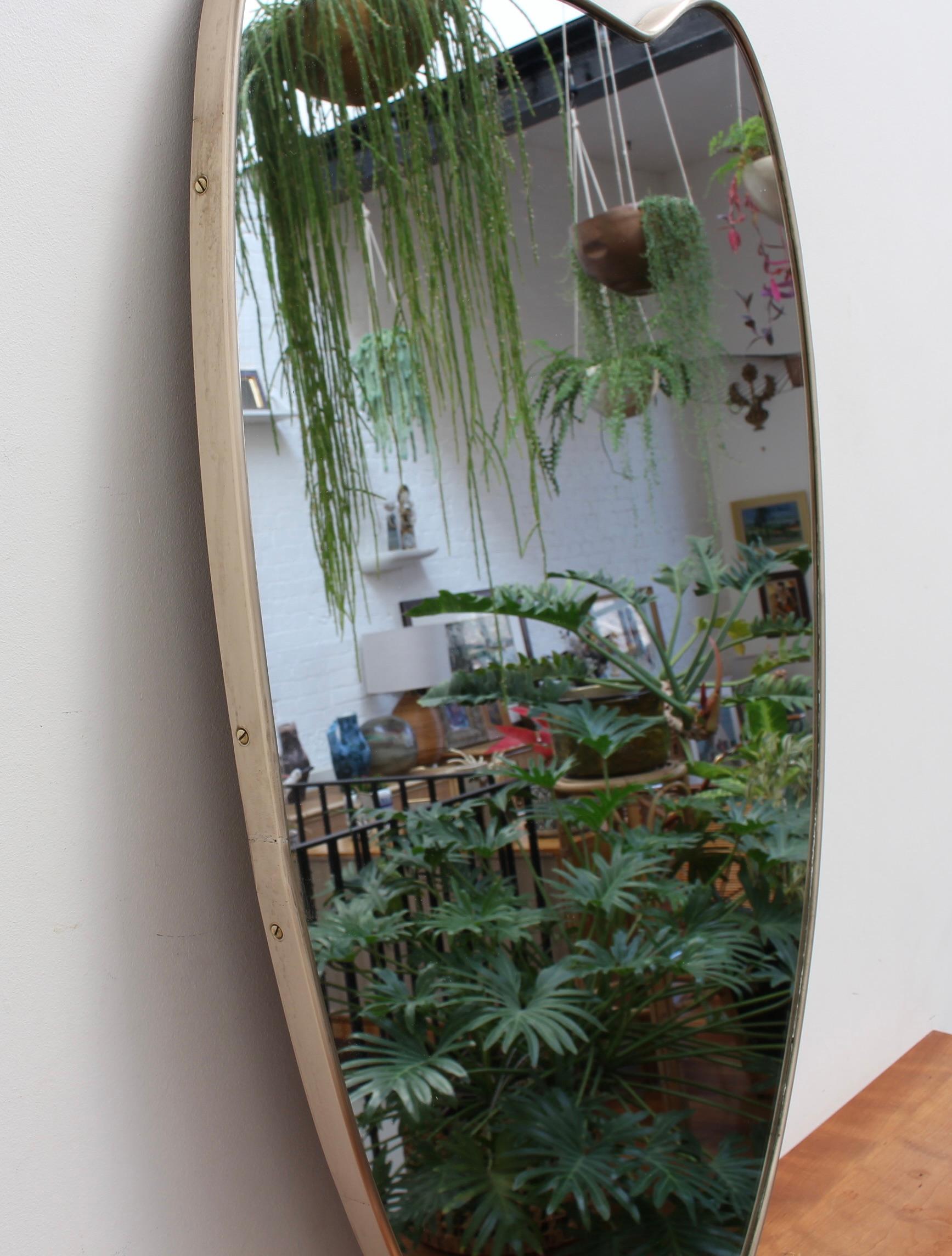 Mid-20th Century Vintage Italian Wall Mirror with Brass Frame 'circa 1950s', Large For Sale