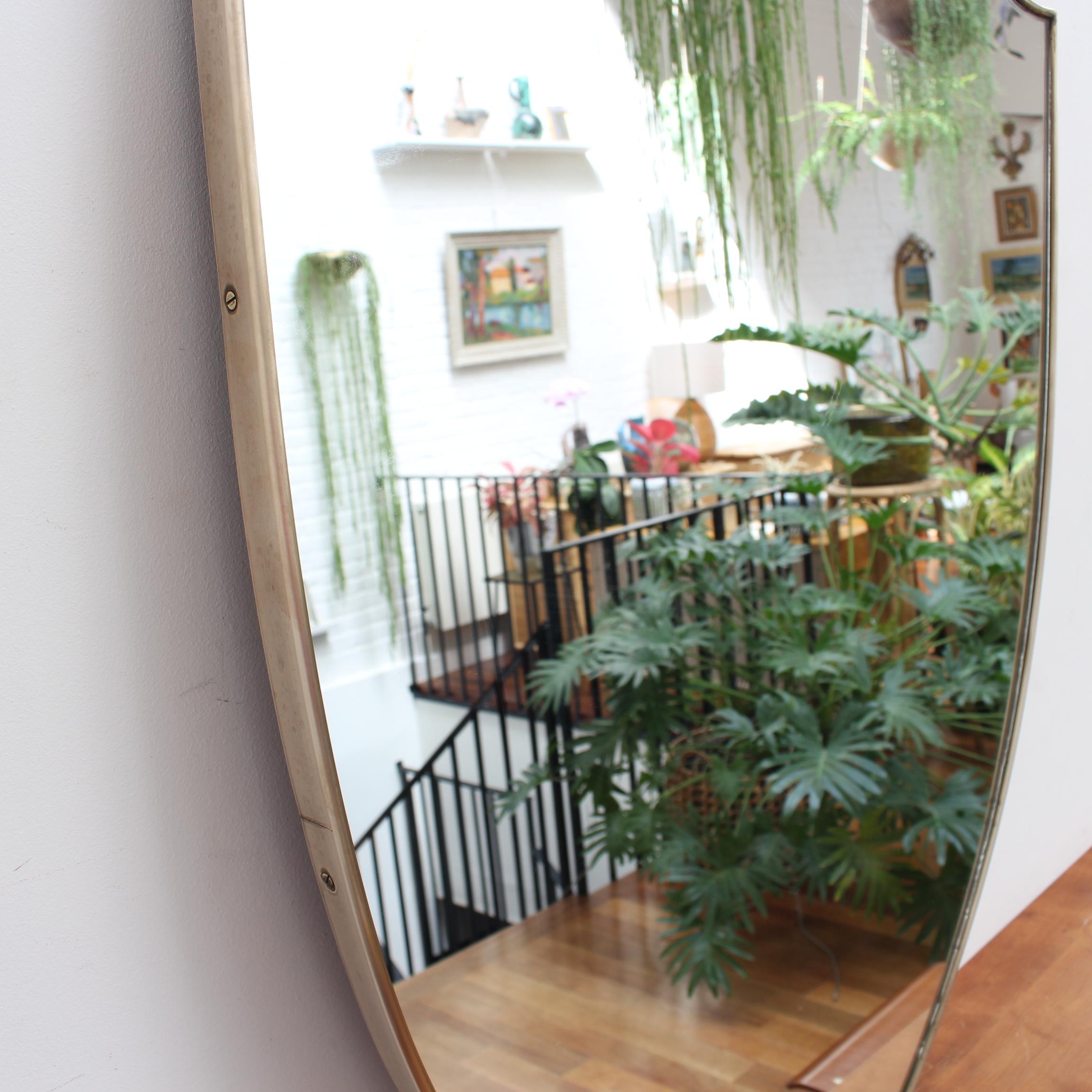 Mid-20th Century Vintage Italian Wall Mirror with Brass Frame 'circa 1950s', Large