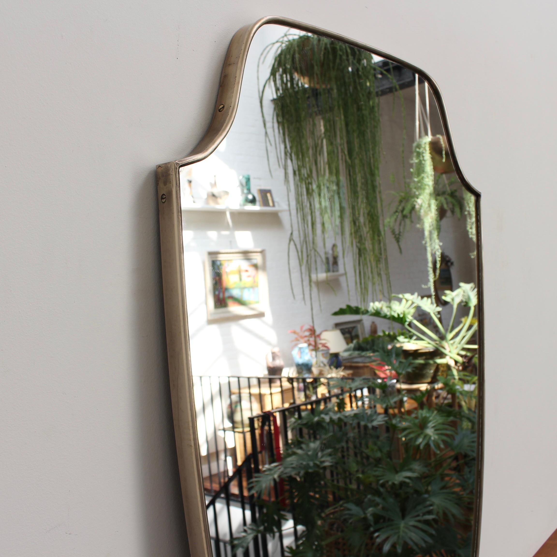Mid-20th Century Vintage Italian Wall Mirror with Brass Frame, 'circa 1950s', Large