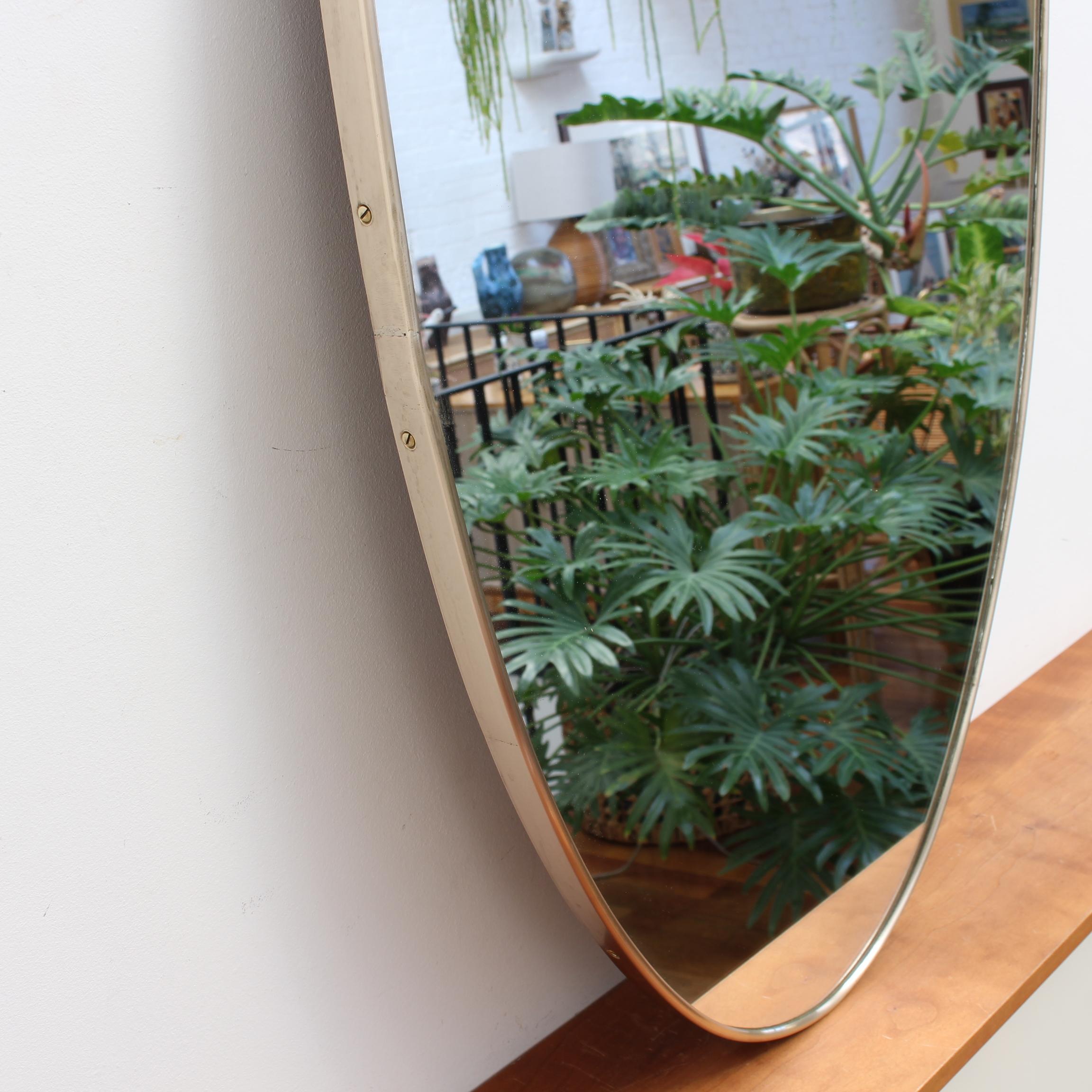 Vintage Italian Wall Mirror with Brass Frame 'circa 1950s', Large For Sale 2