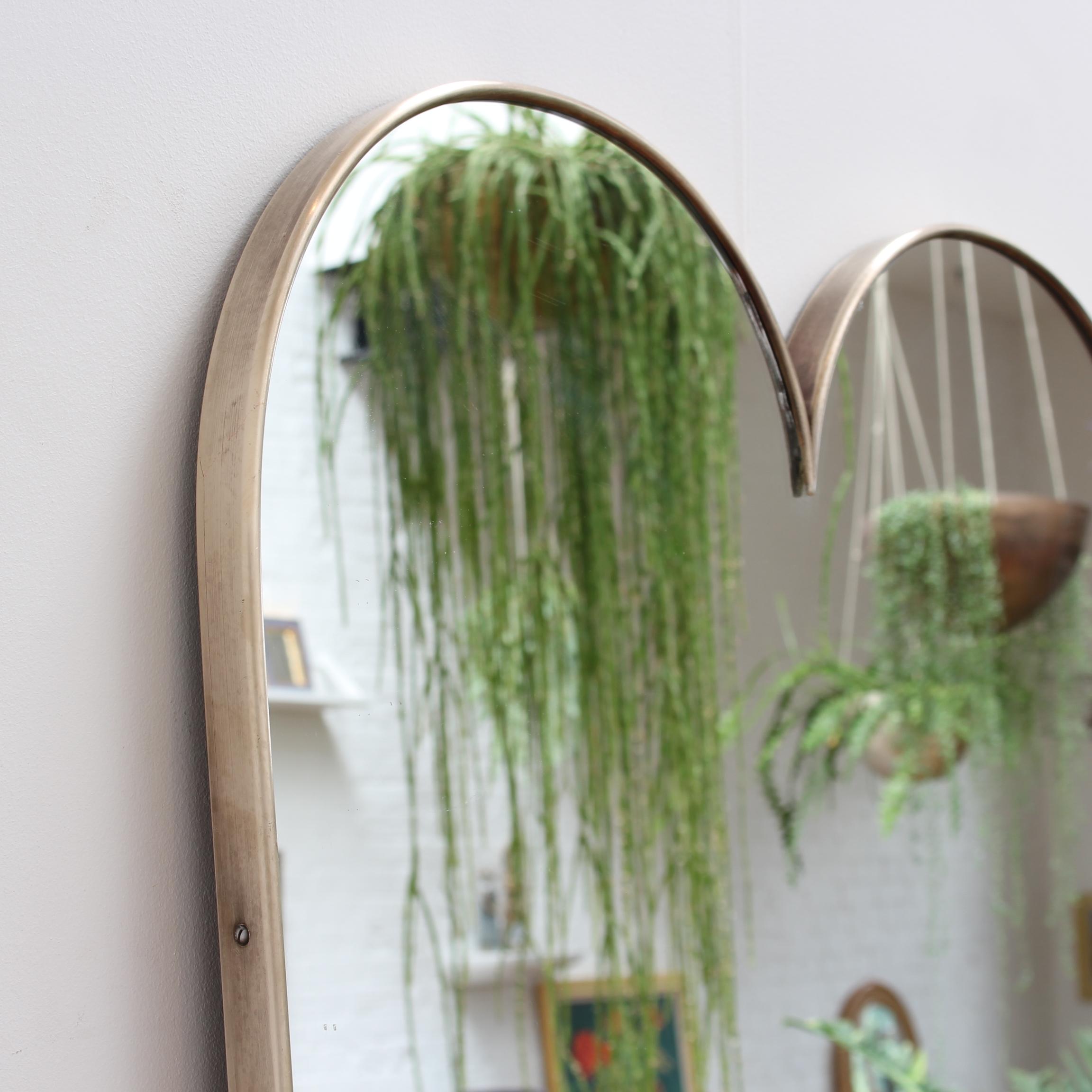 Vintage Italian Wall Mirror with Brass Frame 'circa 1950s', Large For Sale 3