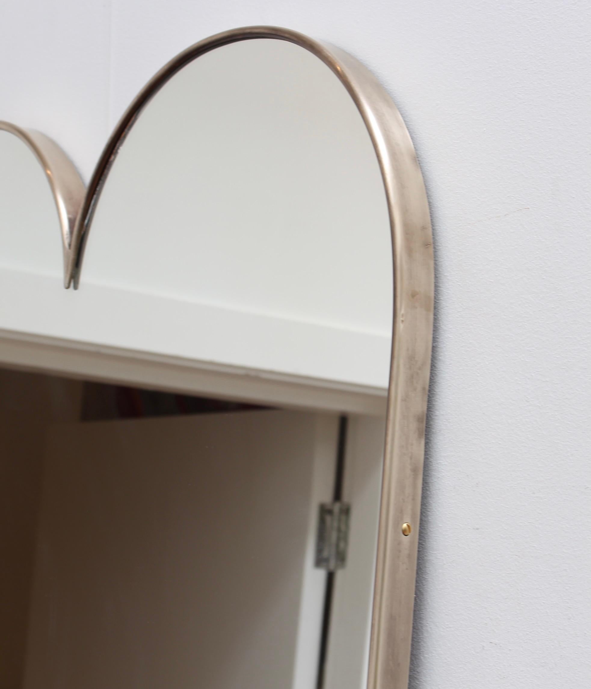 Vintage Italian Wall Mirror with Brass Frame 'circa 1950s', Large For Sale 4