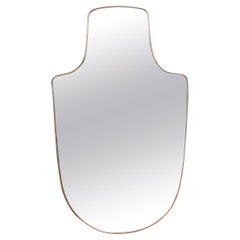 Vintage Italian Wall Mirror with Brass Frame, circa 1950s, Large