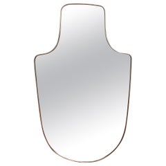 Vintage Italian Wall Mirror with Brass Frame 
circa 1950s
, Large