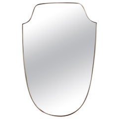 Vintage Italian Wall Mirror with Brass Frame, 'circa 1950s', Large