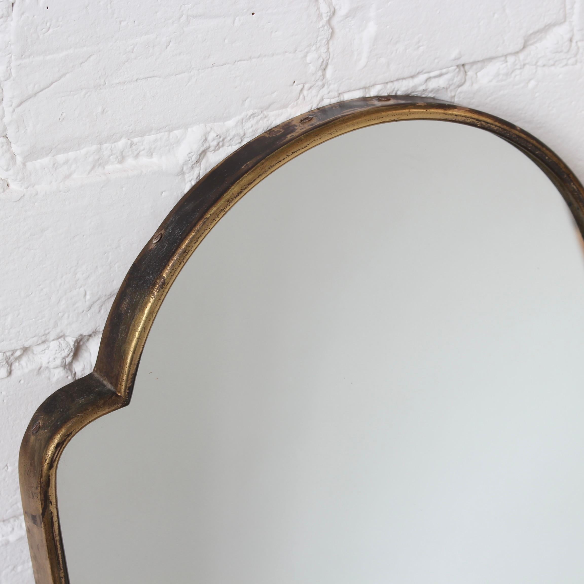 Vintage Italian Wall Mirror with Brass Frame 'circa 1950s' , Small 5