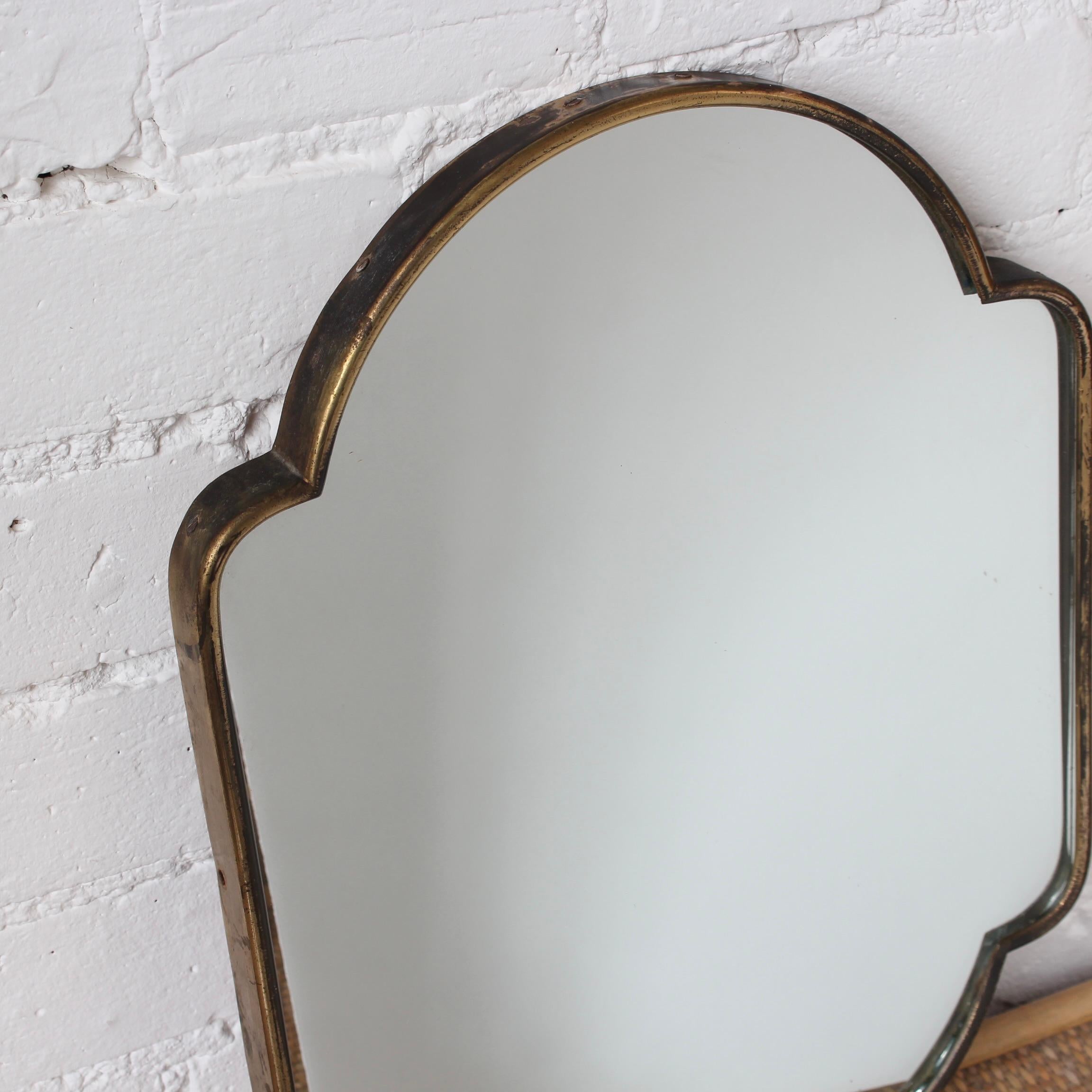 Vintage Italian Wall Mirror with Brass Frame 'circa 1950s' , Small 6