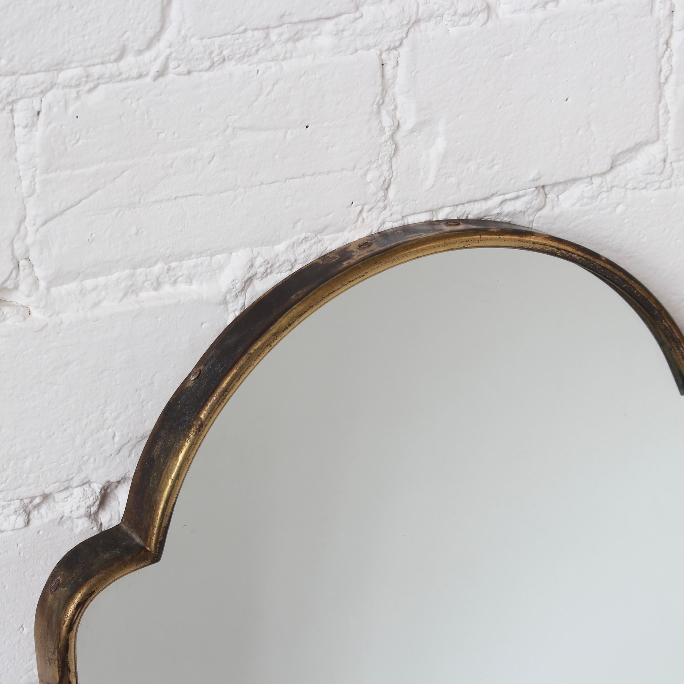 Vintage Italian Wall Mirror with Brass Frame 'circa 1950s' , Small 7
