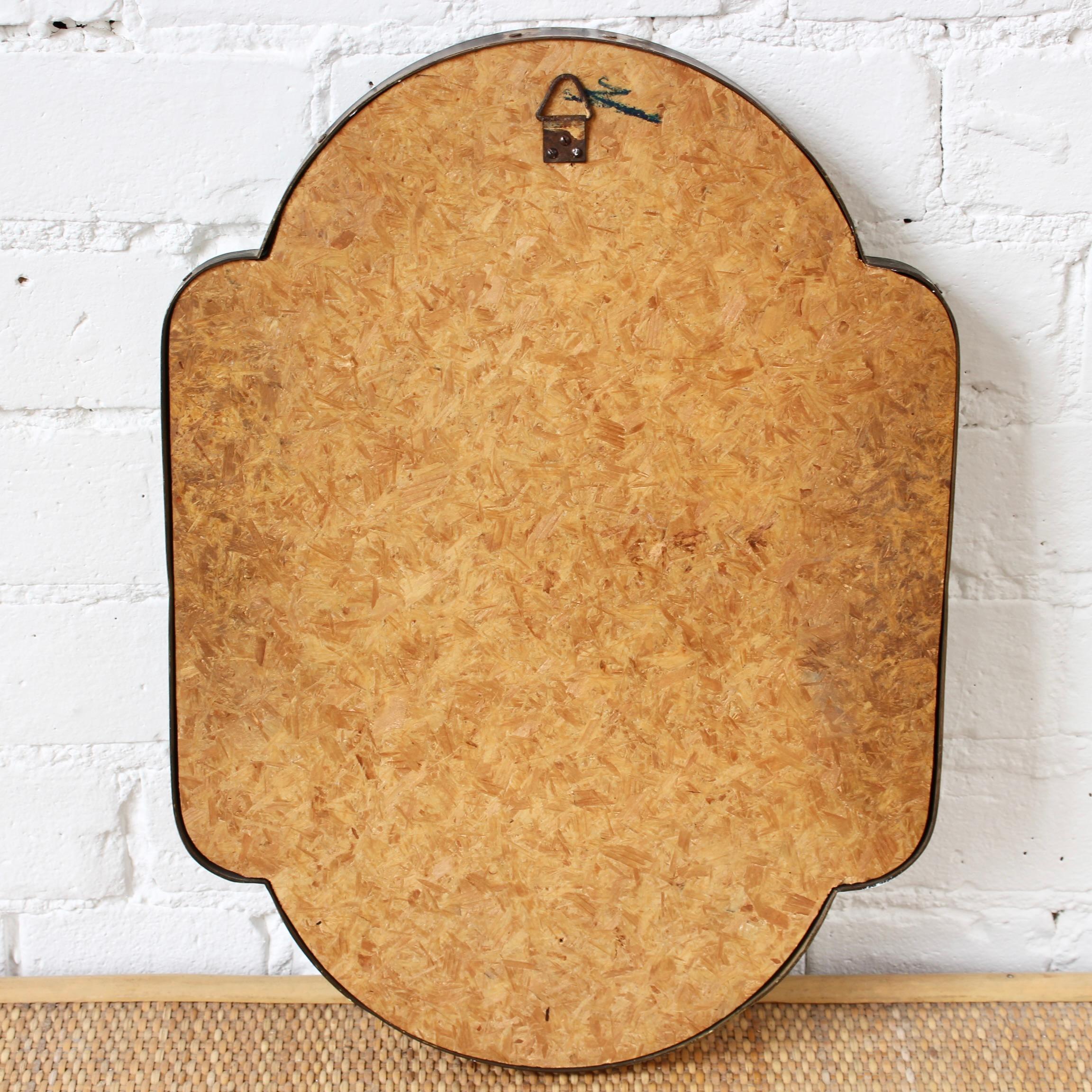 Vintage Italian Wall Mirror with Brass Frame 'circa 1950s' , Small 8