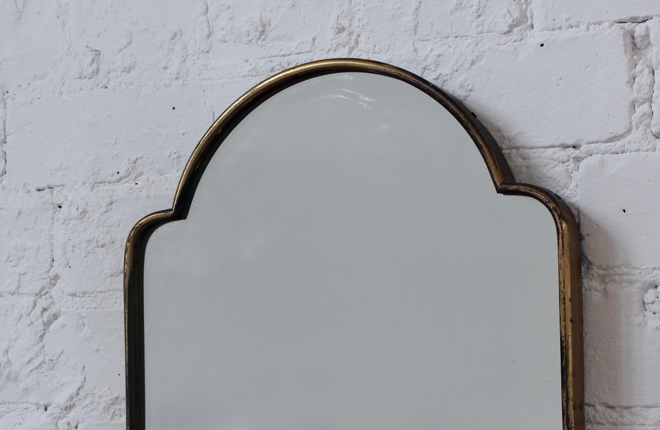 Vintage Italian Wall Mirror with Brass Frame 'circa 1950s' , Small In Fair Condition In London, GB