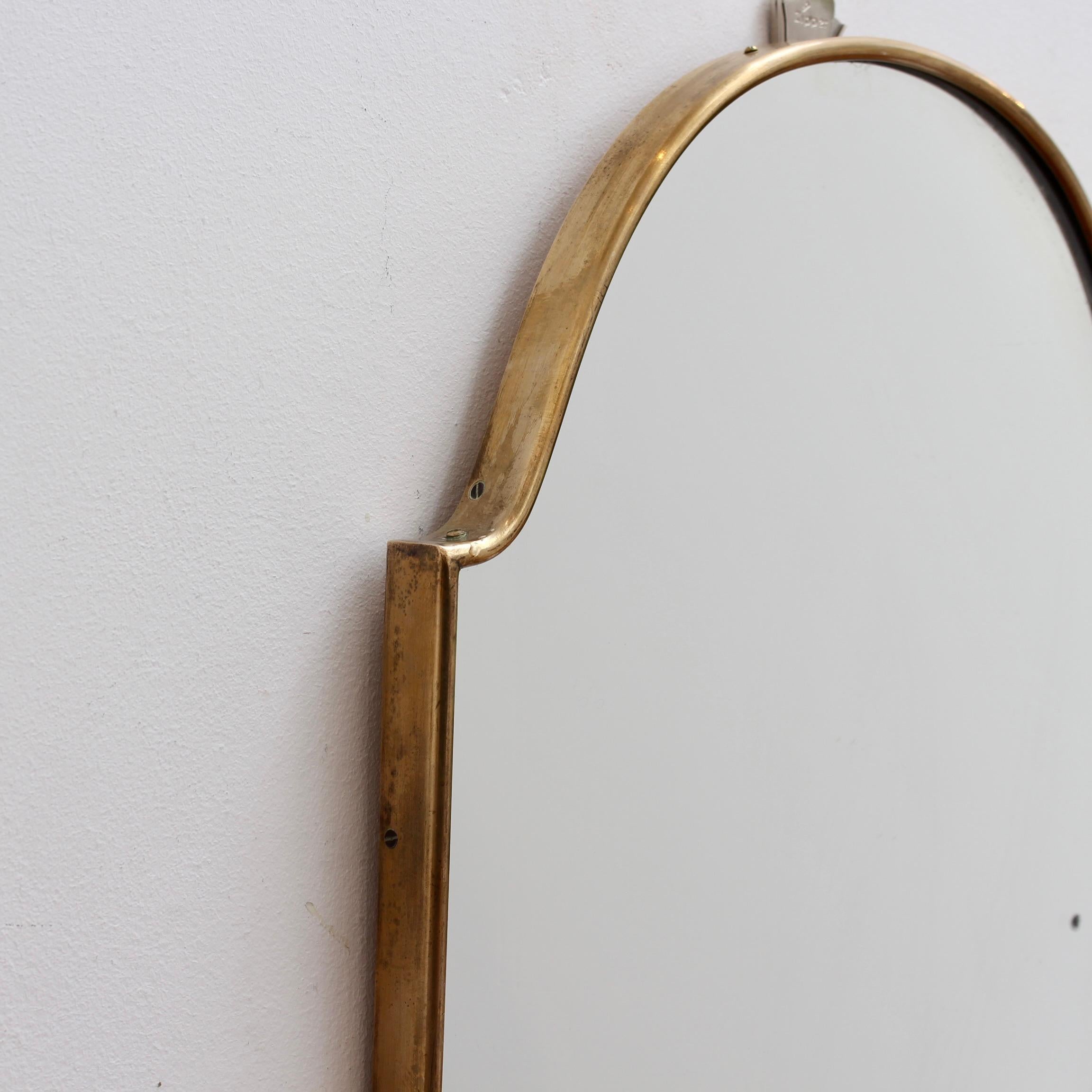 Vintage Italian Wall Mirror with Brass Frame (circa 1950s) - Small In Good Condition For Sale In London, GB