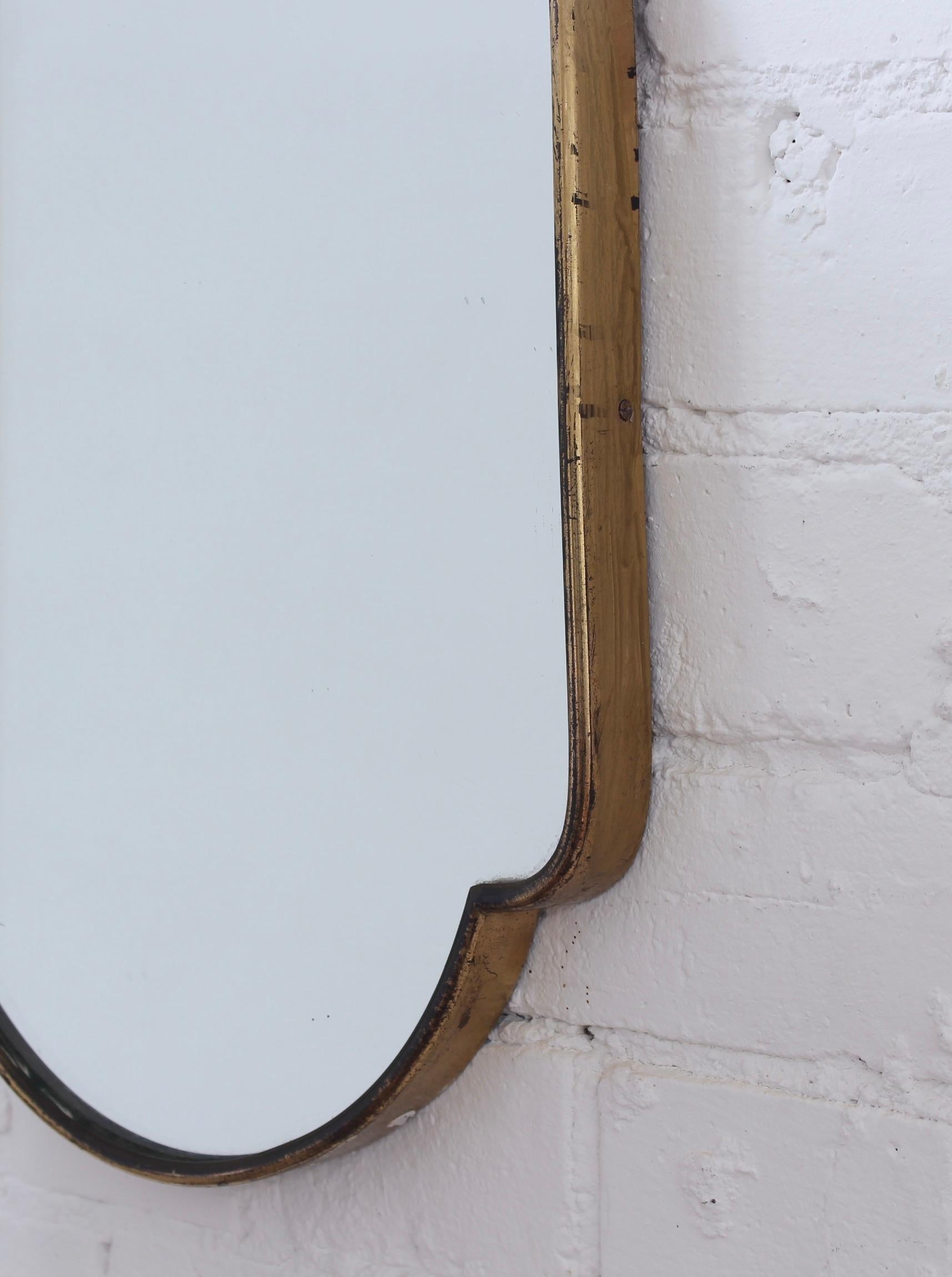 Vintage Italian Wall Mirror with Brass Frame 'circa 1950s' , Small 1