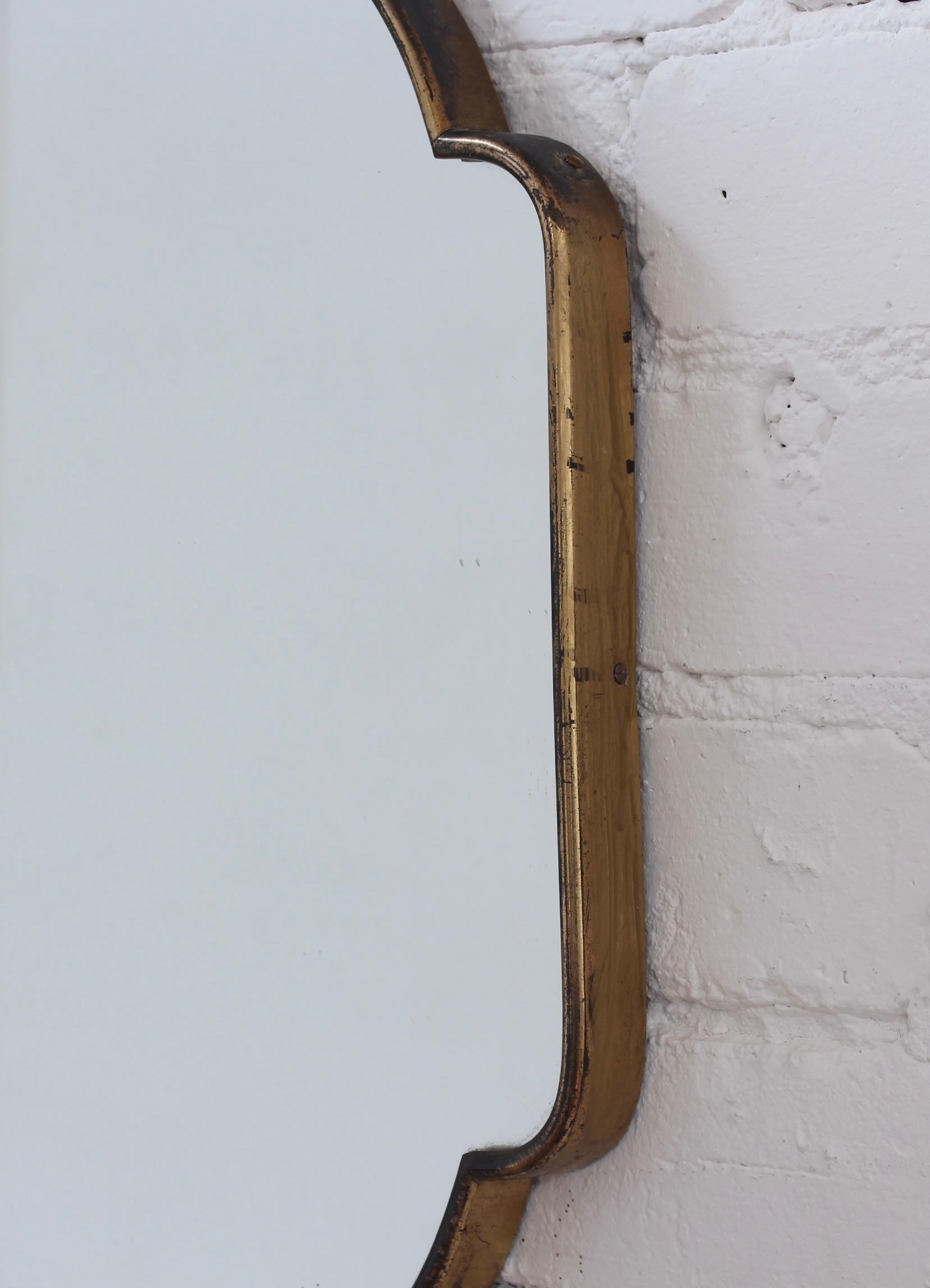 Vintage Italian Wall Mirror with Brass Frame 'circa 1950s' , Small 2