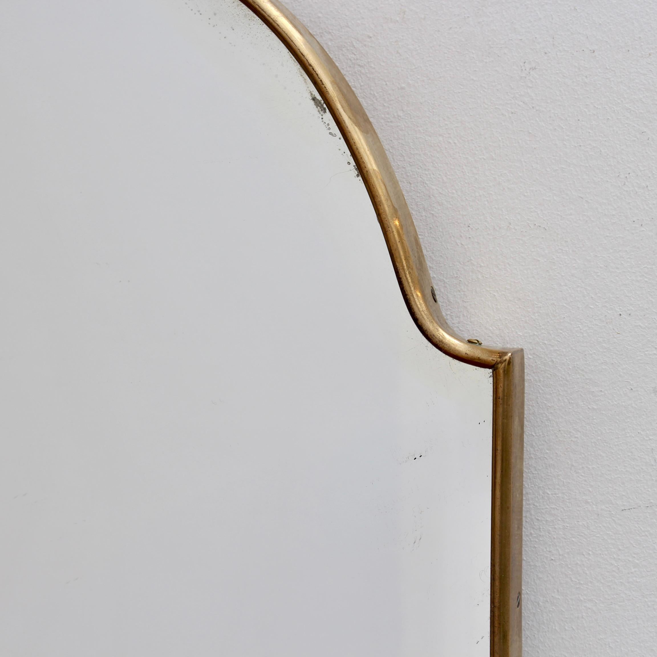 Vintage Italian Wall Mirror with Brass Frame (circa 1950s) - Small For Sale 2