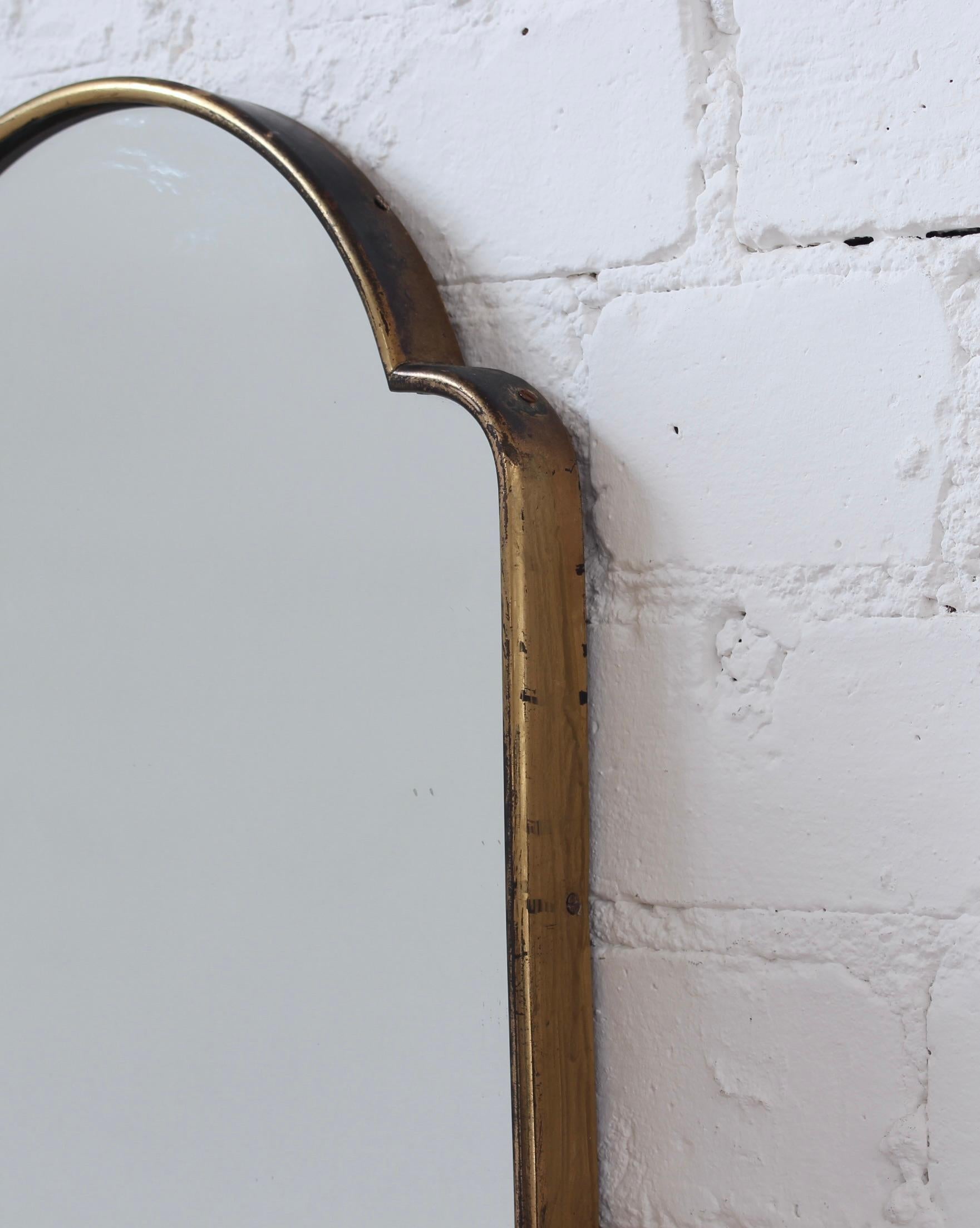 Vintage Italian Wall Mirror with Brass Frame 'circa 1950s' , Small 3