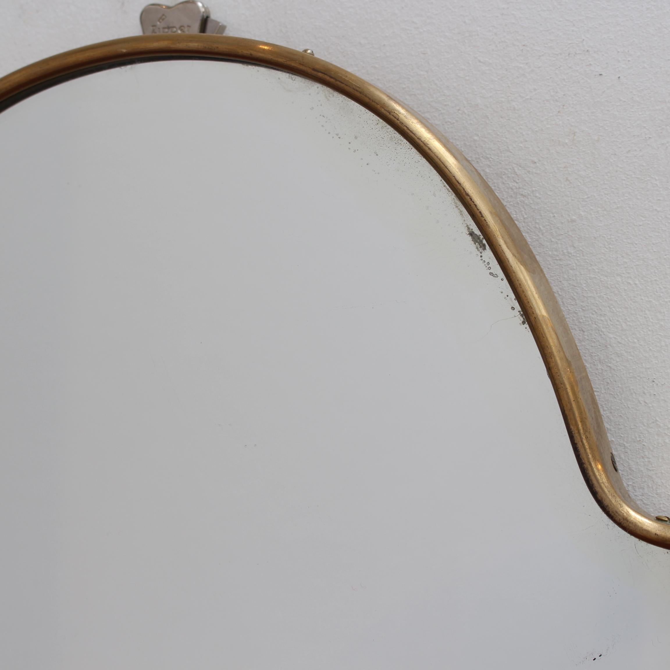 Vintage Italian Wall Mirror with Brass Frame (circa 1950s) - Small For Sale 3