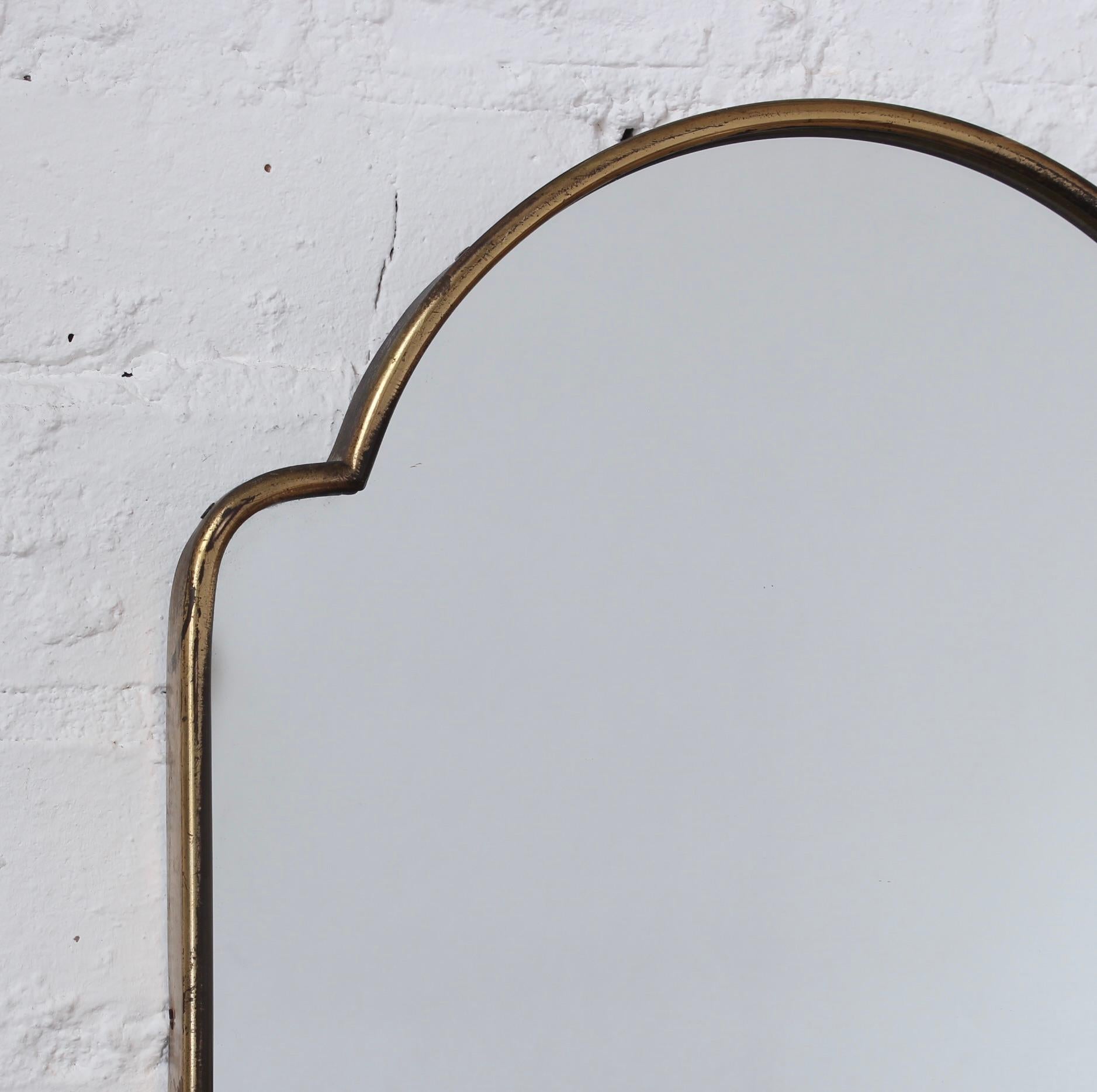 Vintage Italian Wall Mirror with Brass Frame 'circa 1950s' , Small 4