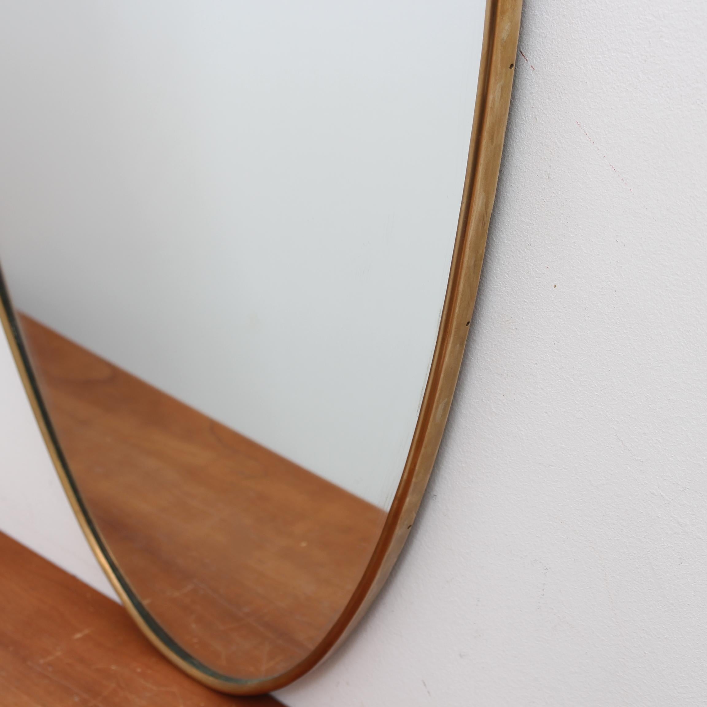 Vintage Italian Wall Mirror with Brass Frame (circa 1960s) For Sale 5
