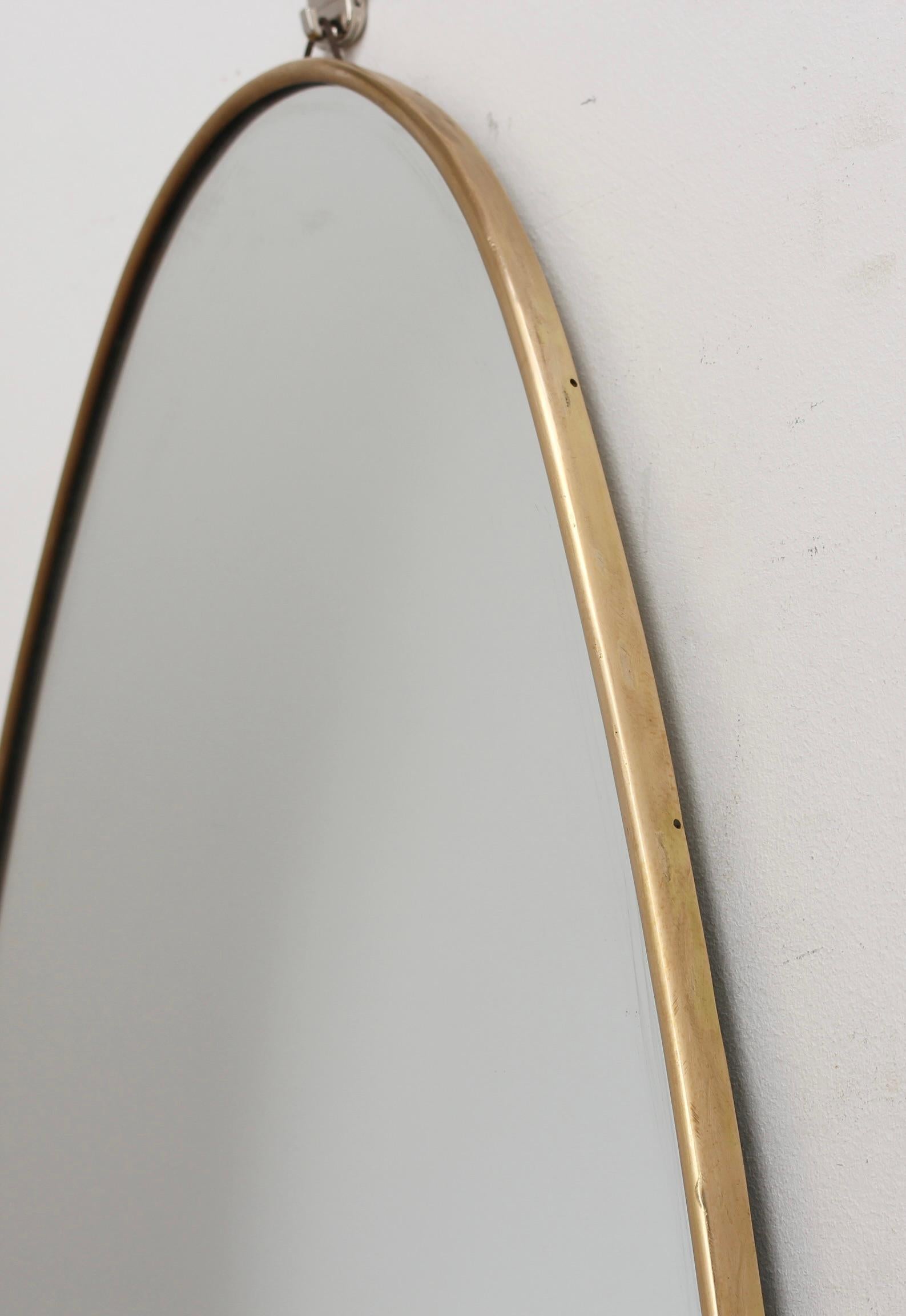Vintage Italian Wall Mirror with Brass Frame (circa 1960s) For Sale 8