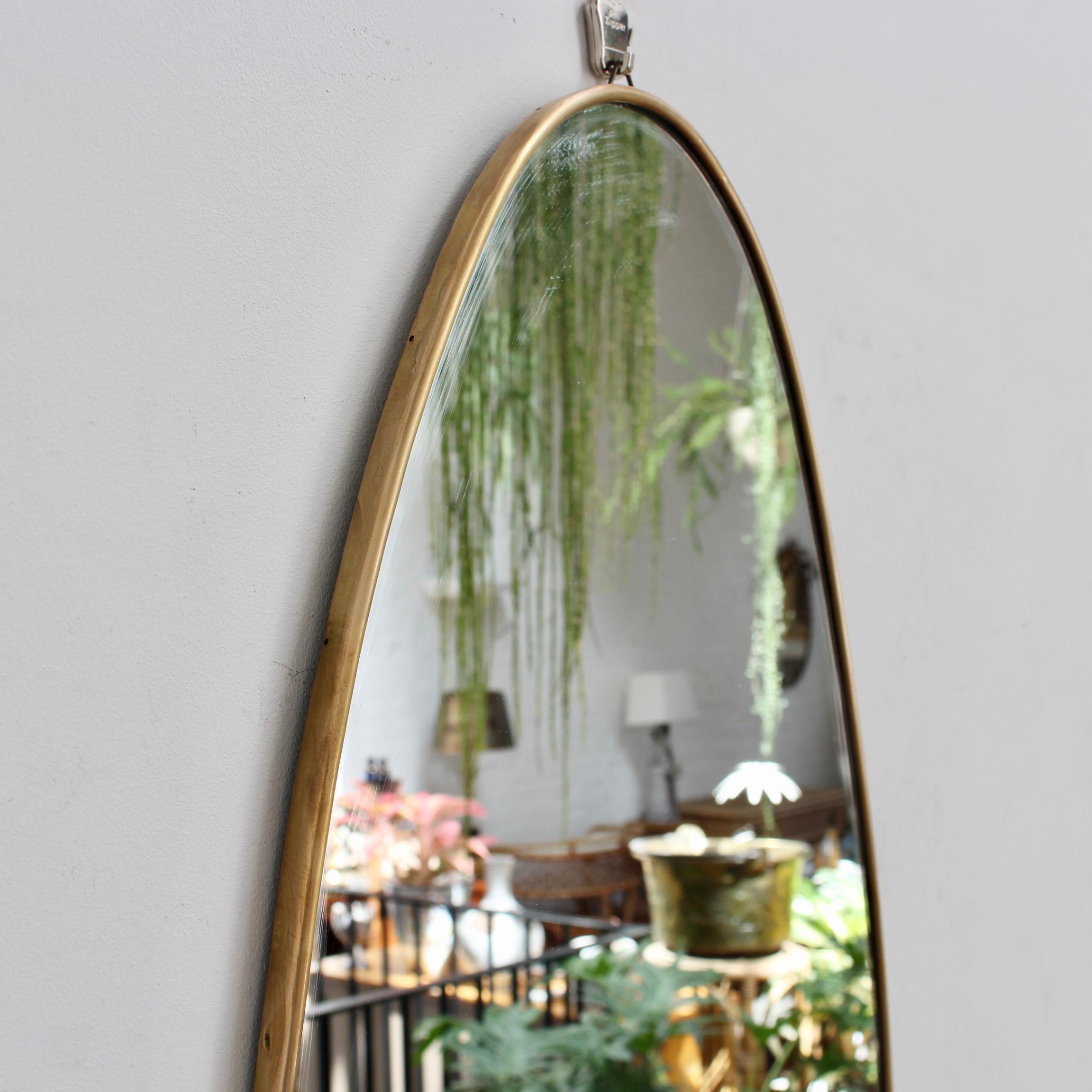 Vintage Italian Wall Mirror with Brass Frame (circa 1960s) For Sale 1