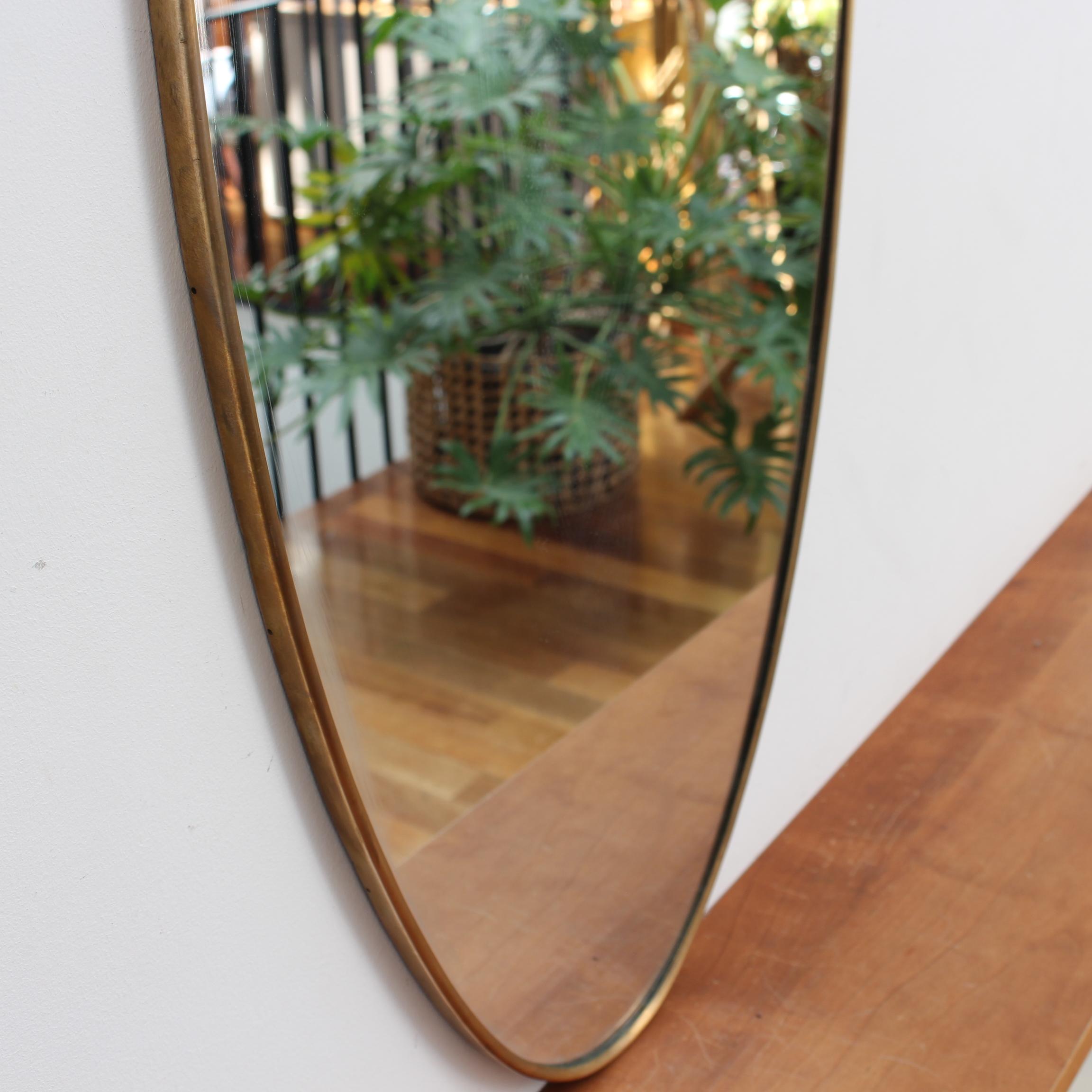 Vintage Italian Wall Mirror with Brass Frame (circa 1960s) For Sale 3