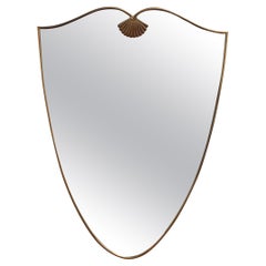 Vintage Italian Wall Mirror with Brass Frame (circa 1960s)