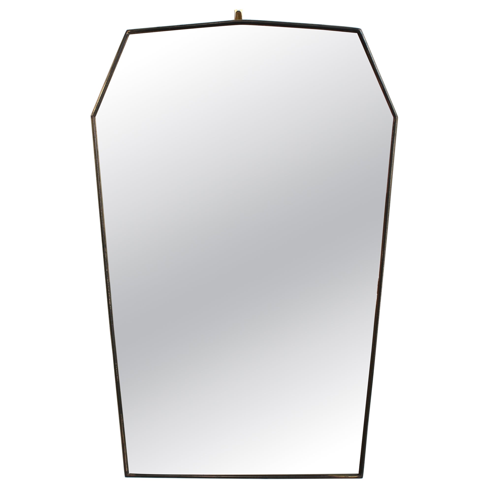 Vintage Italian Wall Mirror with Brass Frame (circa 1960s)