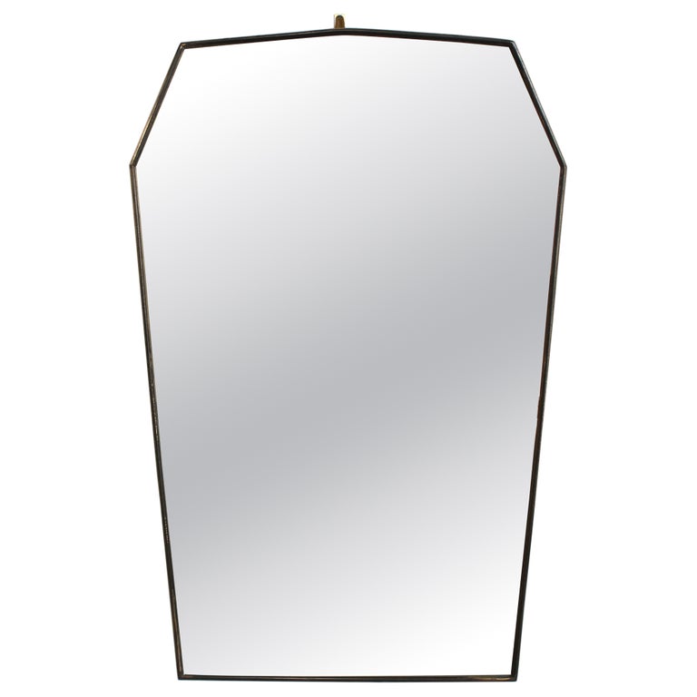 Vintage Italian Wall Mirror with Brass Frame (circa 1960s)