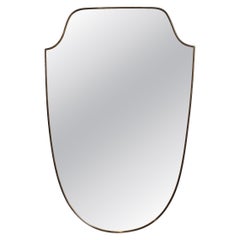 Vintage Italian Wall Mirror with Brass Frame (circa 1960s)