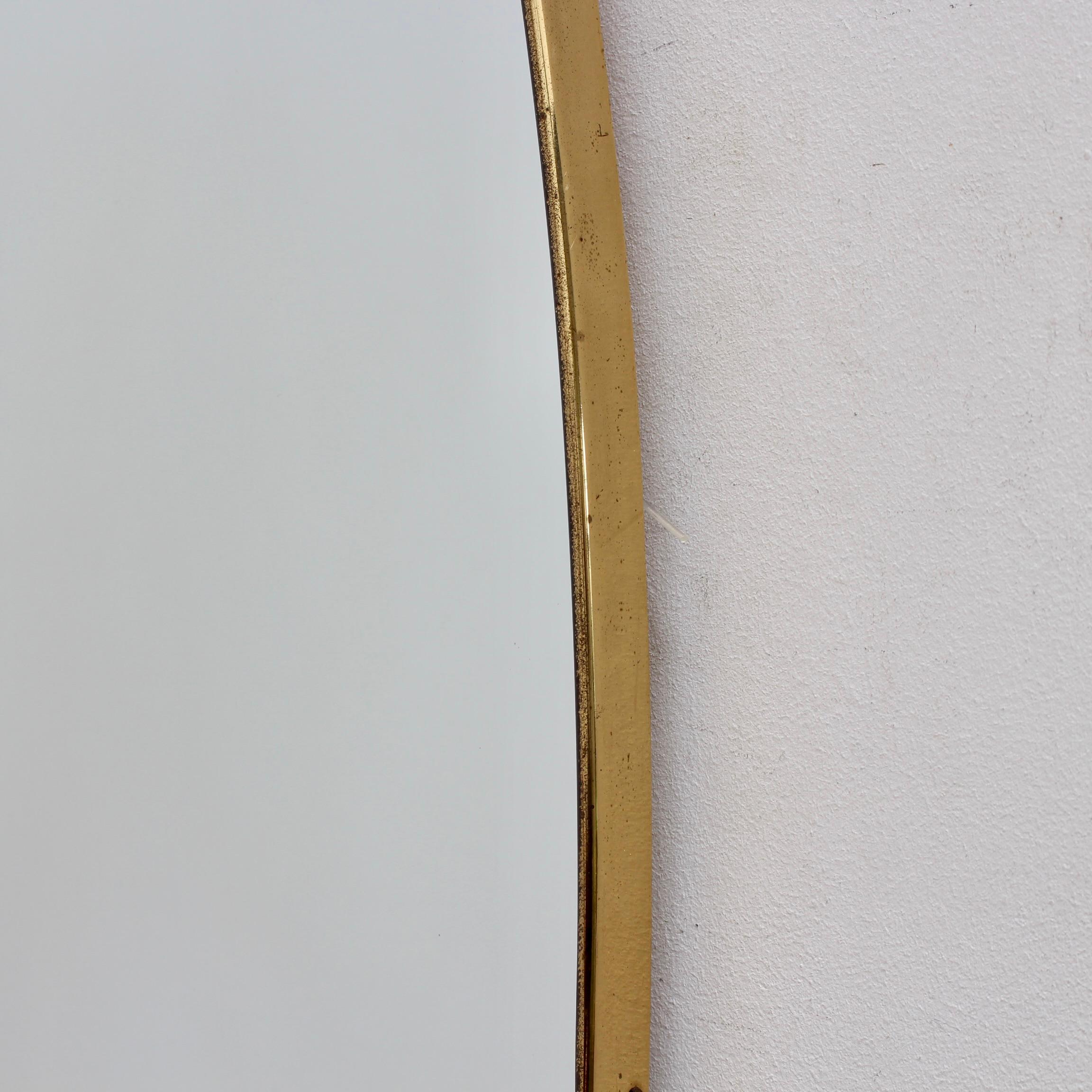 Vintage Italian Wall Mirror with Brass Frame (circa 1960s) - Large For Sale 5