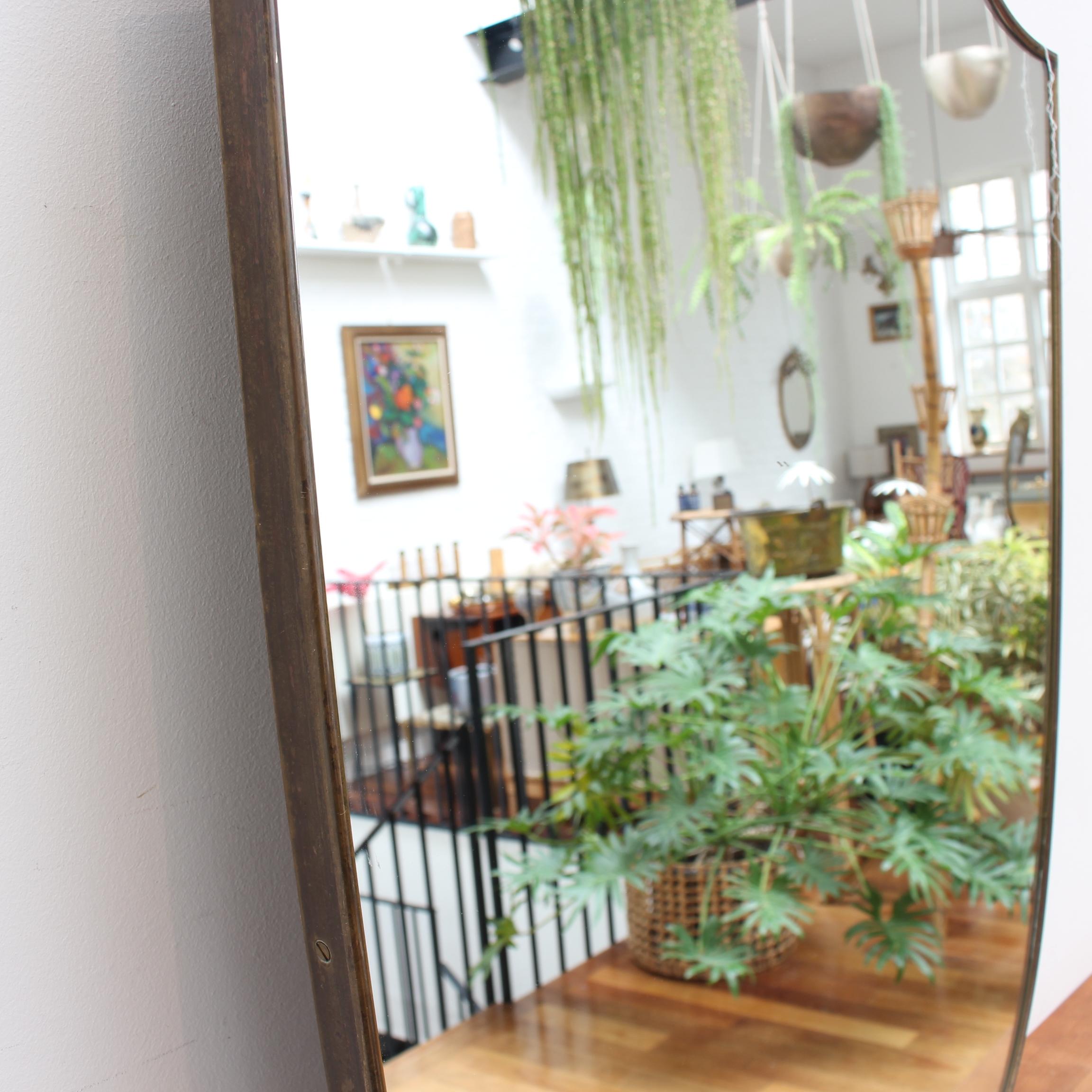 Vintage Italian Wall Mirror with Brass Frame (circa 1960s) - Large 5
