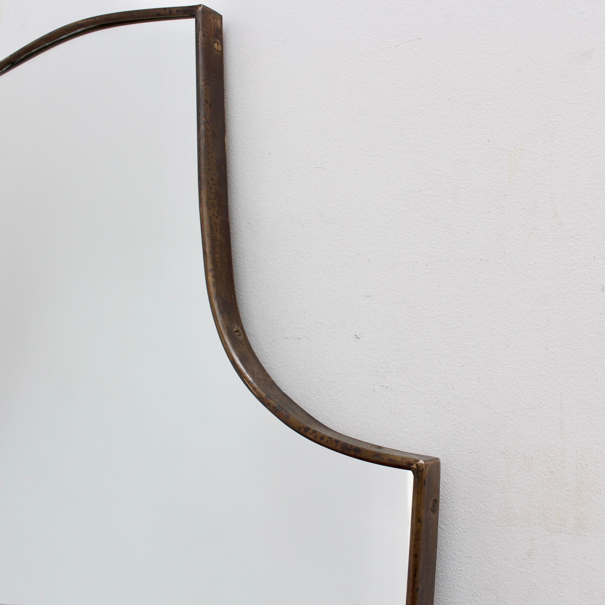 Vintage Italian Wall Mirror with Brass Frame (circa 1960s) - Large For Sale 6