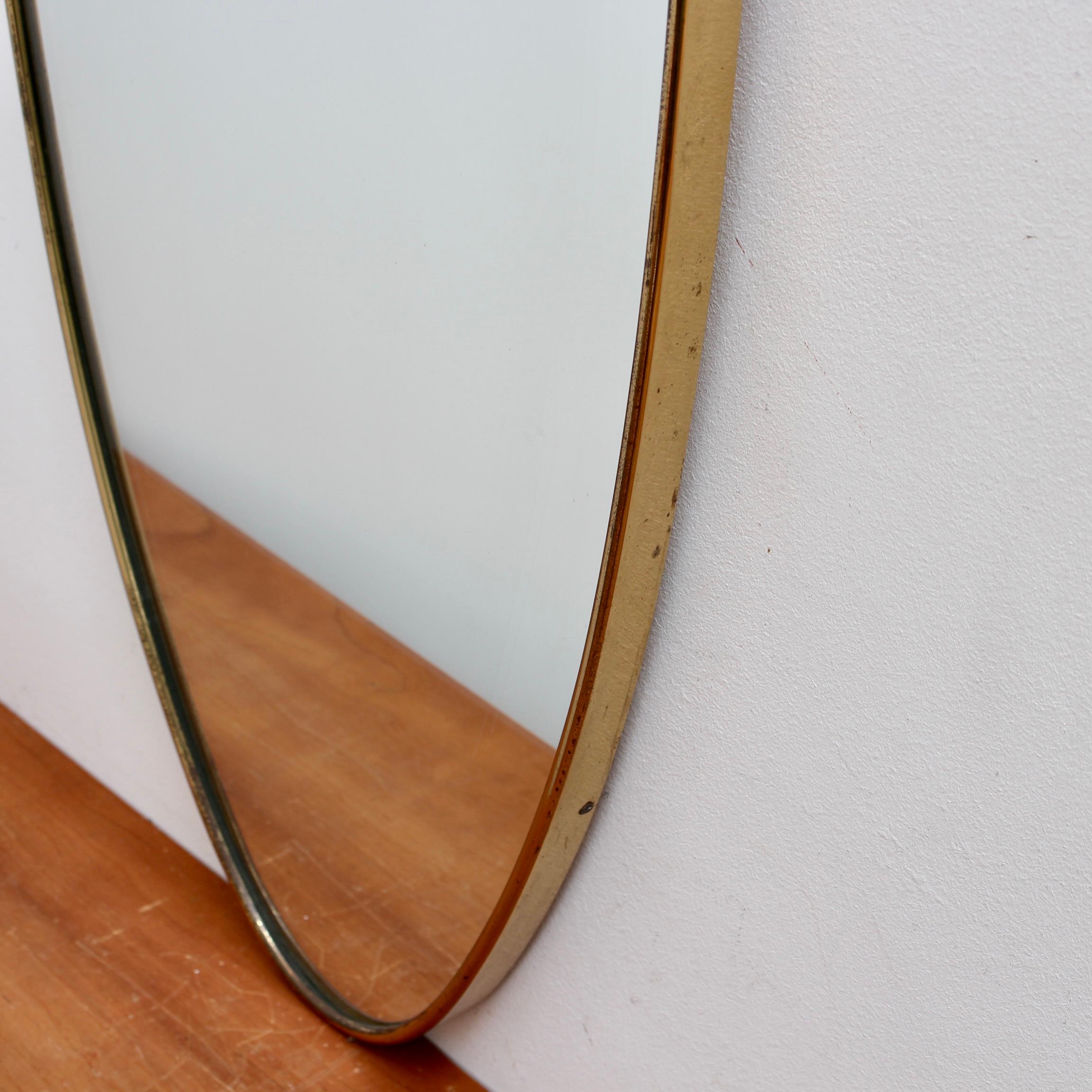 Vintage Italian Wall Mirror with Brass Frame (circa 1960s) - Large For Sale 7