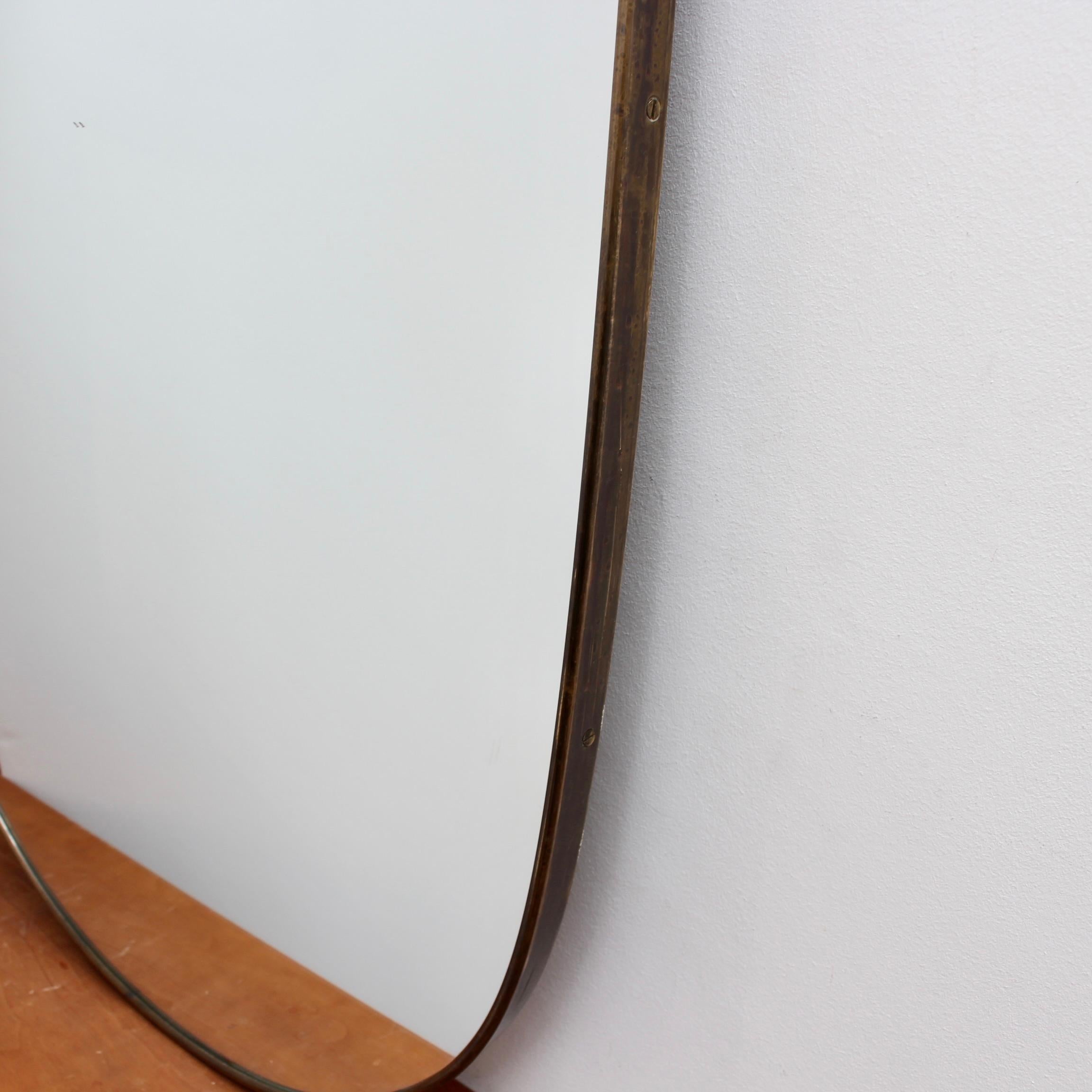 Vintage Italian Wall Mirror with Brass Frame (circa 1960s) - Large For Sale 9