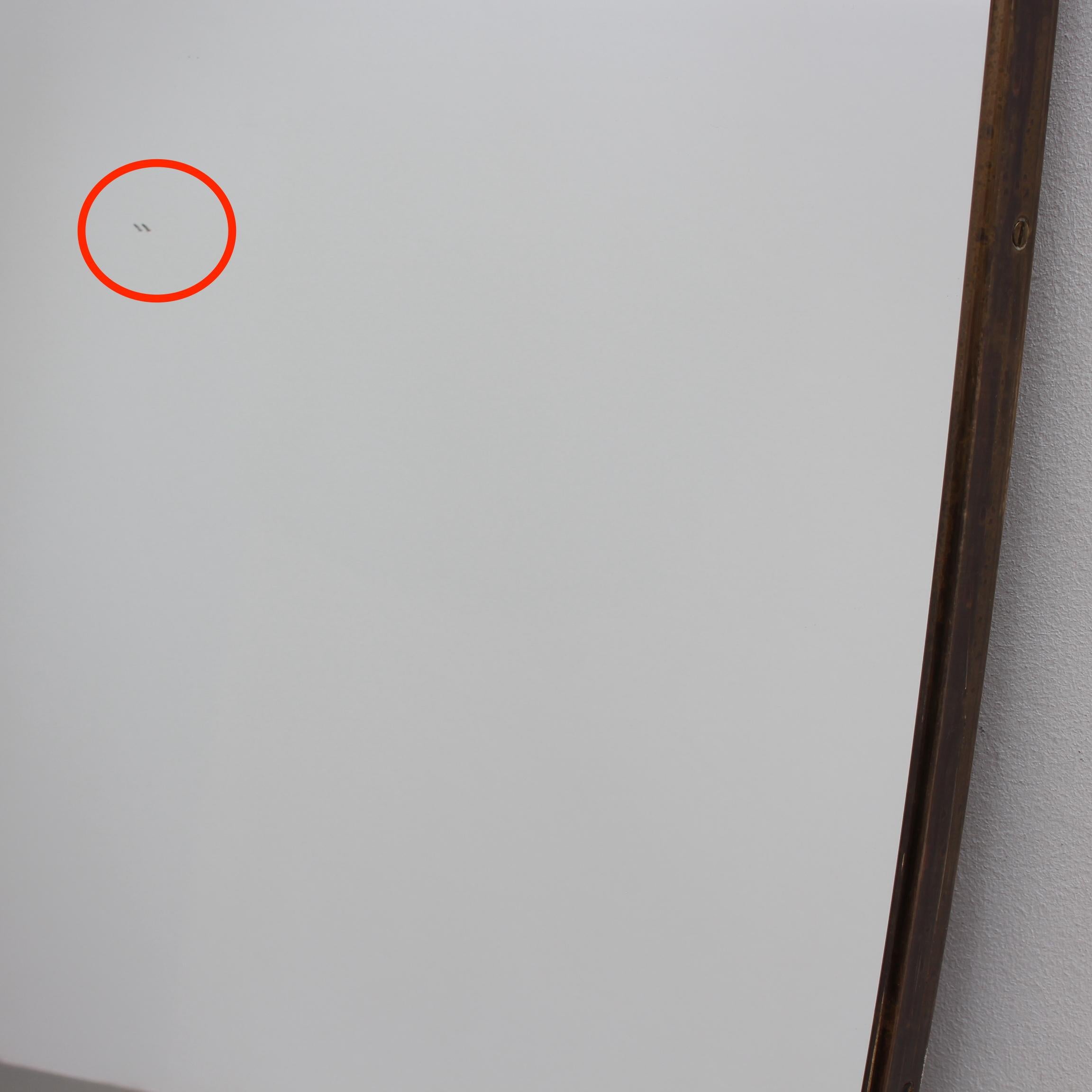 Vintage Italian Wall Mirror with Brass Frame (circa 1960s) - Large 10