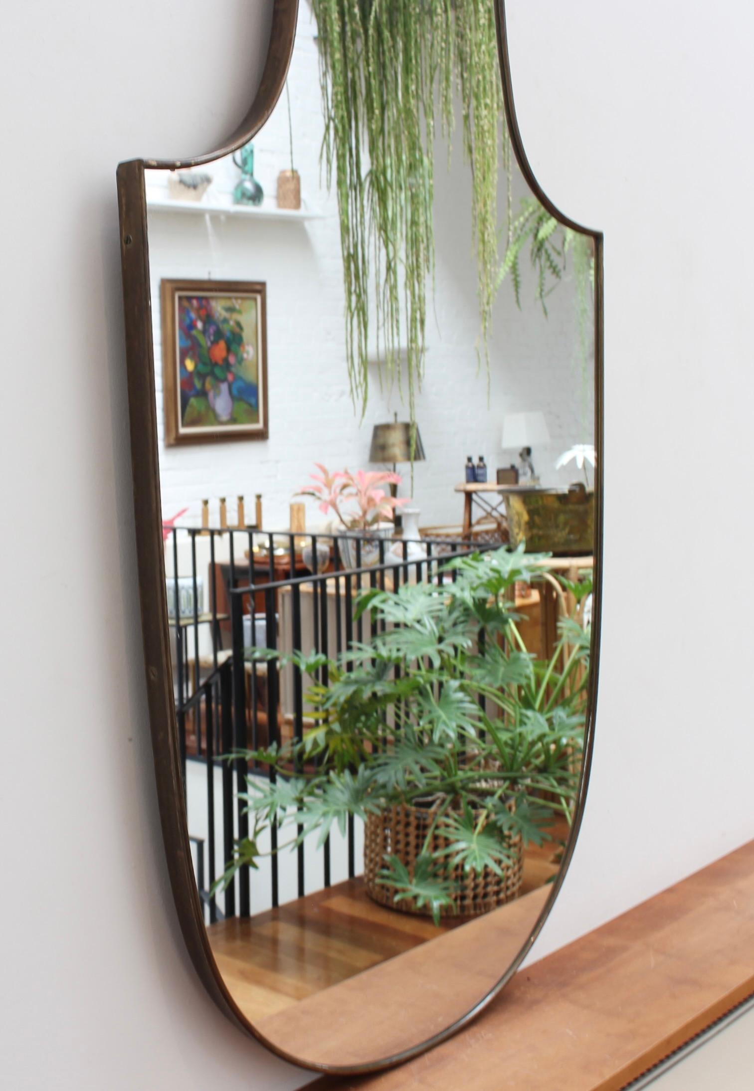 Vintage Italian Wall Mirror with Brass Frame (circa 1960s) - Large In Fair Condition For Sale In London, GB