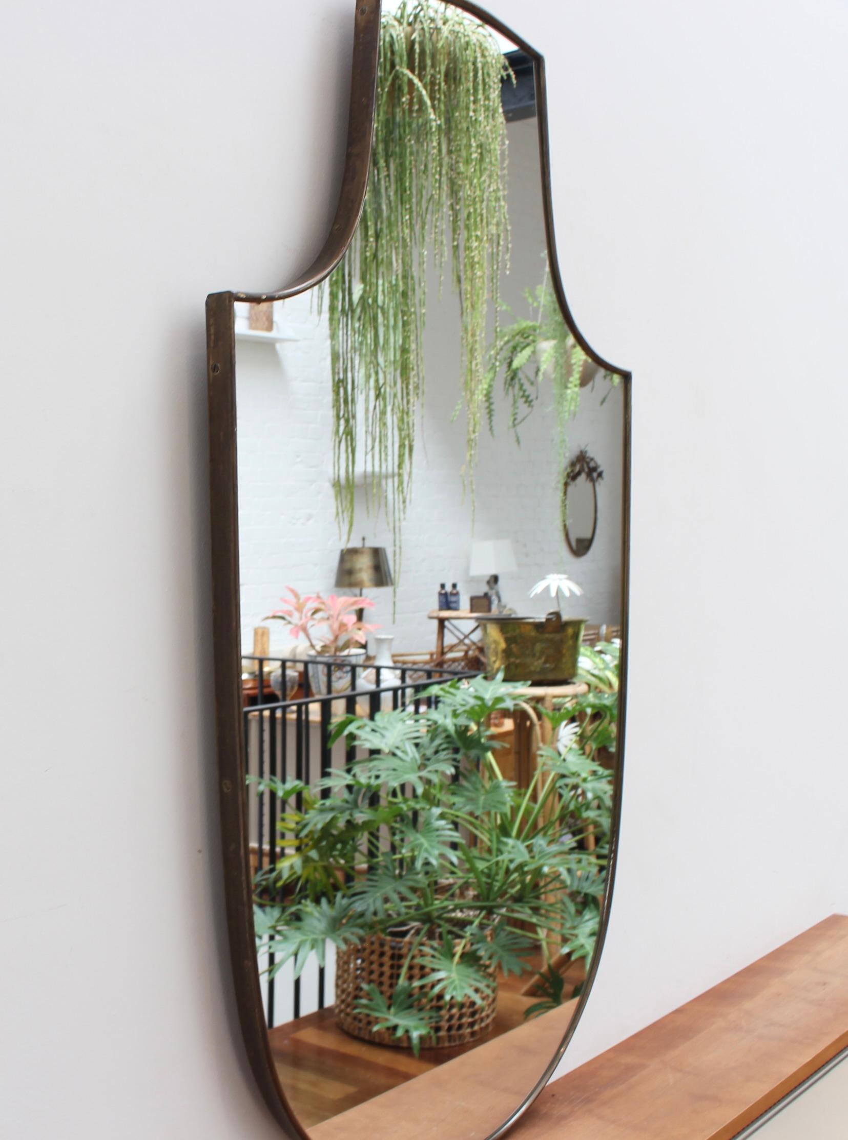 Mid-20th Century Vintage Italian Wall Mirror with Brass Frame (circa 1960s) - Large