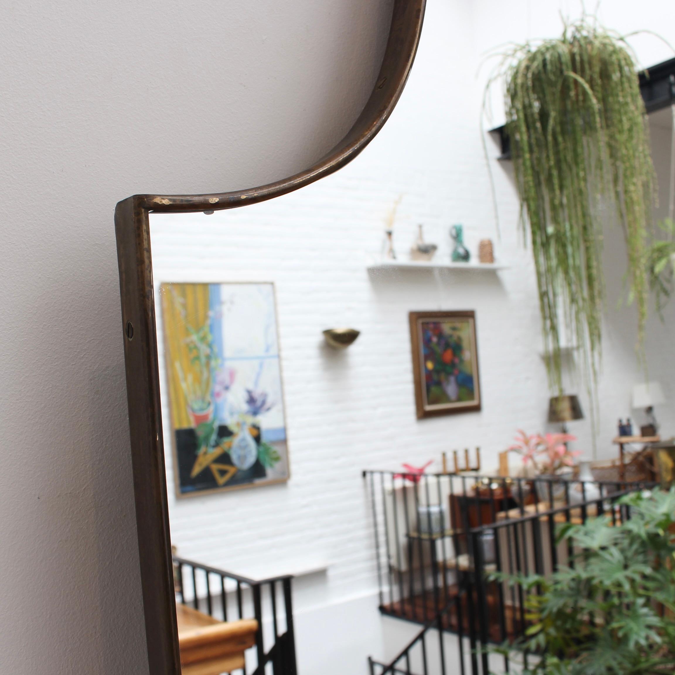 Vintage Italian Wall Mirror with Brass Frame (circa 1960s) - Large 1