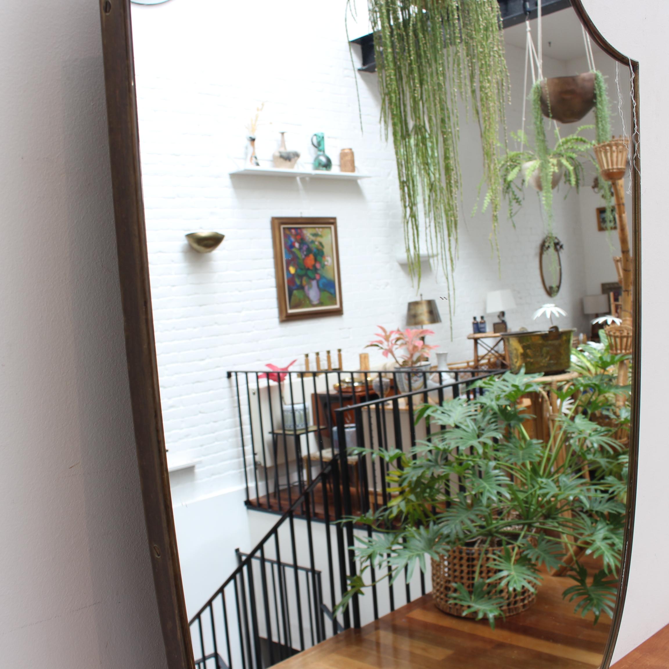 Vintage Italian Wall Mirror with Brass Frame (circa 1960s) - Large 4