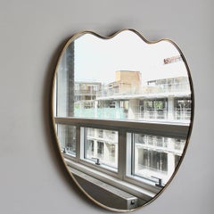 Mid-Century Italian Wall Mirror, Brass Frame, Gio Ponti Style, 1960s