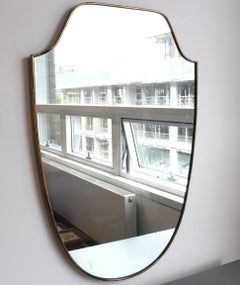 Vintage Italian Wall Mirror with Brass Frame