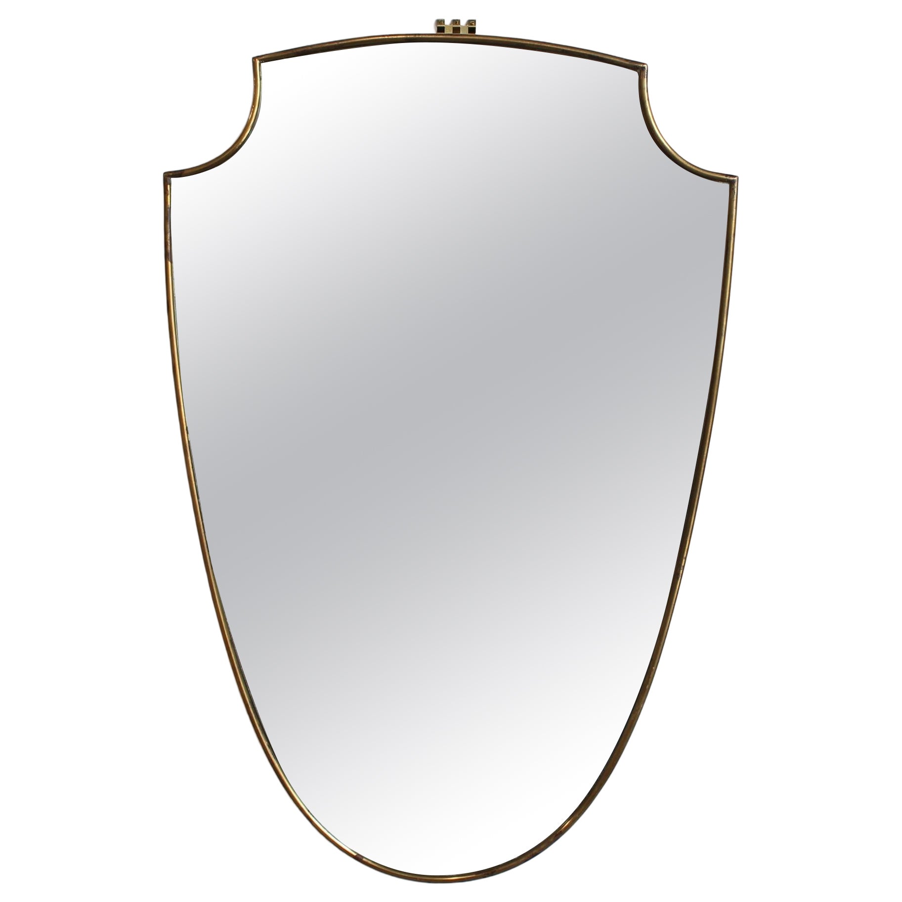 Mid-Century Italian Wall Mirror, Brass Frame, Gio Ponti Style, 1960s