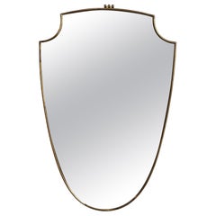 Mid-Century Italian Wall Mirror, Brass Frame, Gio Ponti Style, 1960s