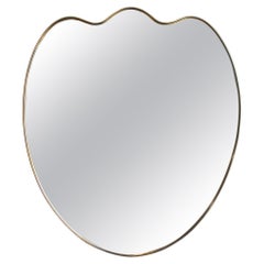Mid-Century Italian Wall Mirror, Brass Frame, Gio Ponti Style, 1960s