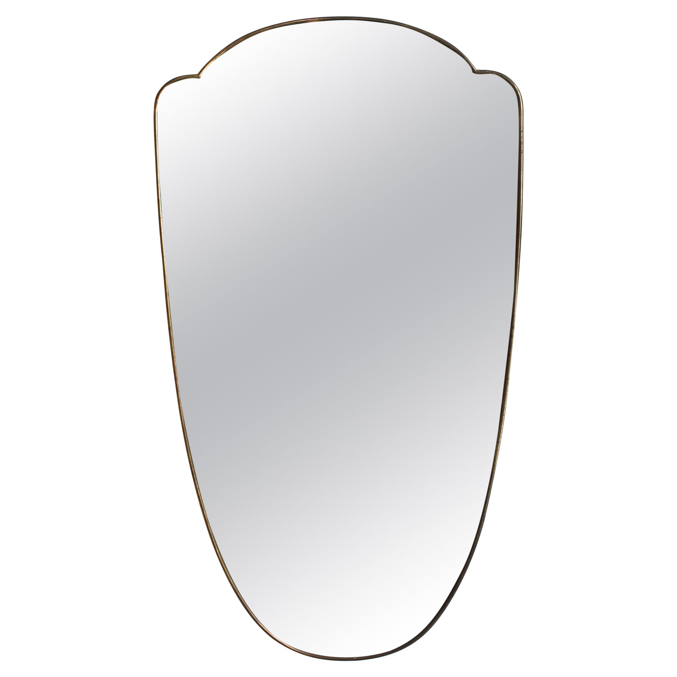 Mid-Century Italian Wall Mirror, Brass Frame, Gio Ponti Style, 1960s