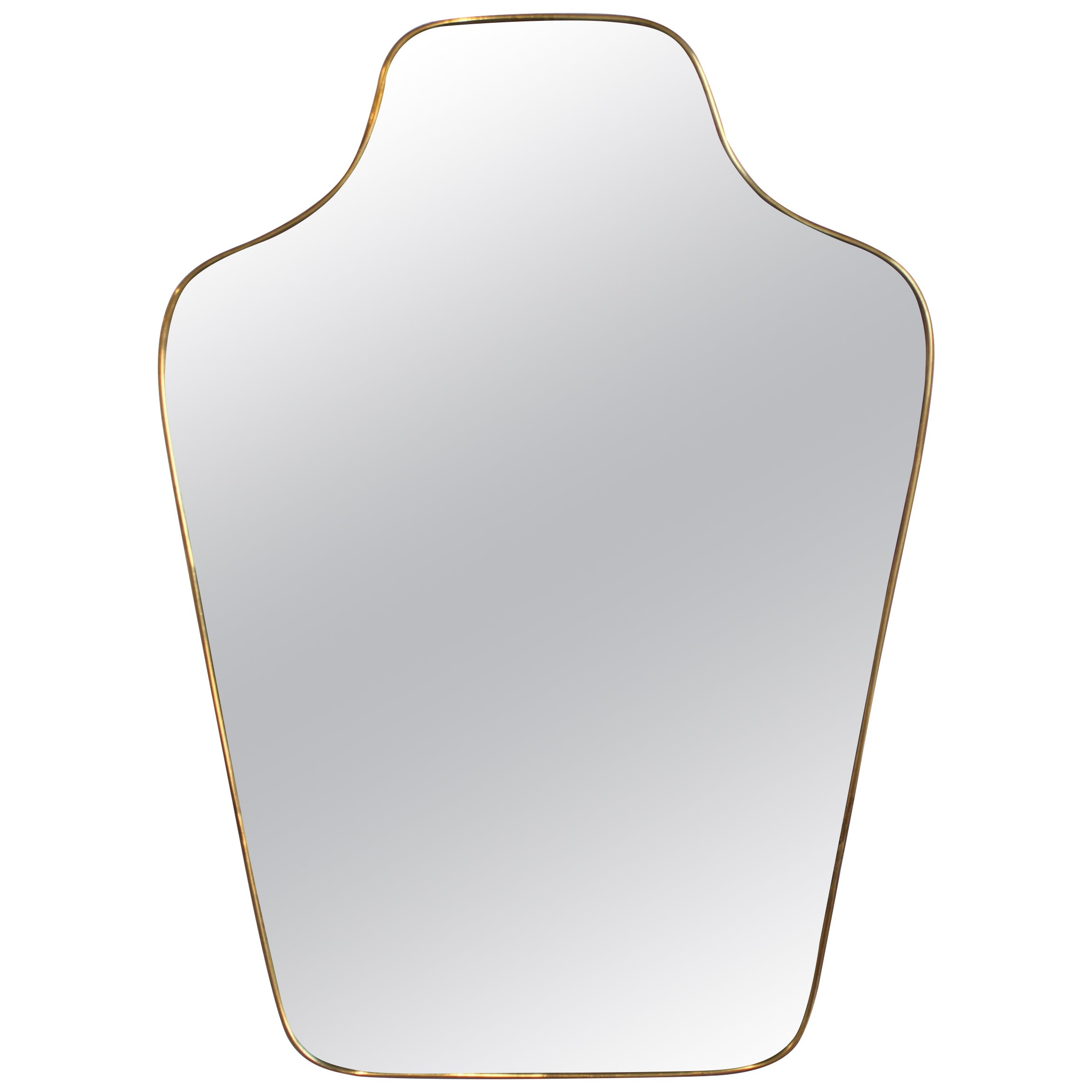 Vintage Italian Wall Mirror with Brass Plated Frame (circa 1960s)
